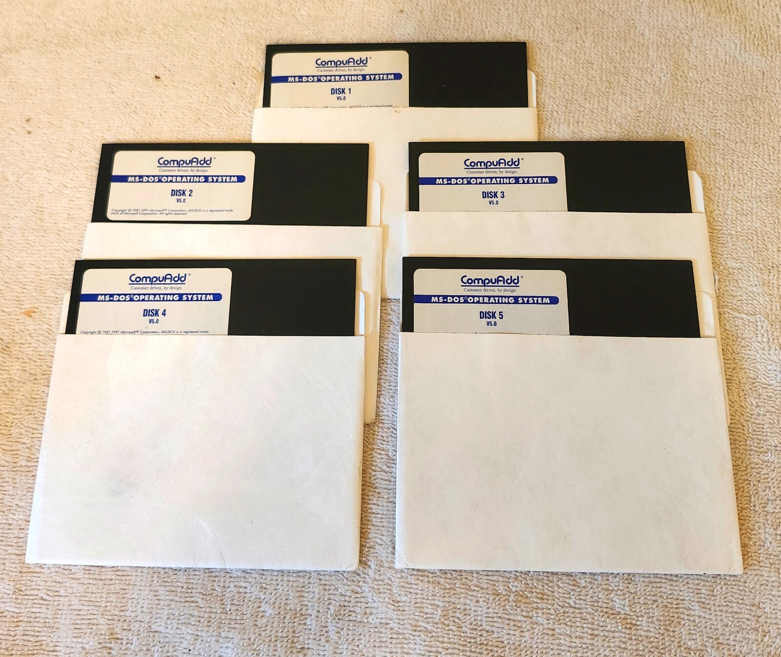 CompuAdd MS-DOS 5.0 Operating System; 5x – 5.25″ Floppy Disks, Vintage