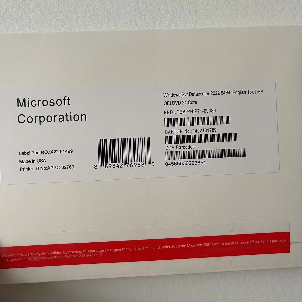 New Microsoft Windows Server 2022 Datacenter – 24 Core – DVD Bundle