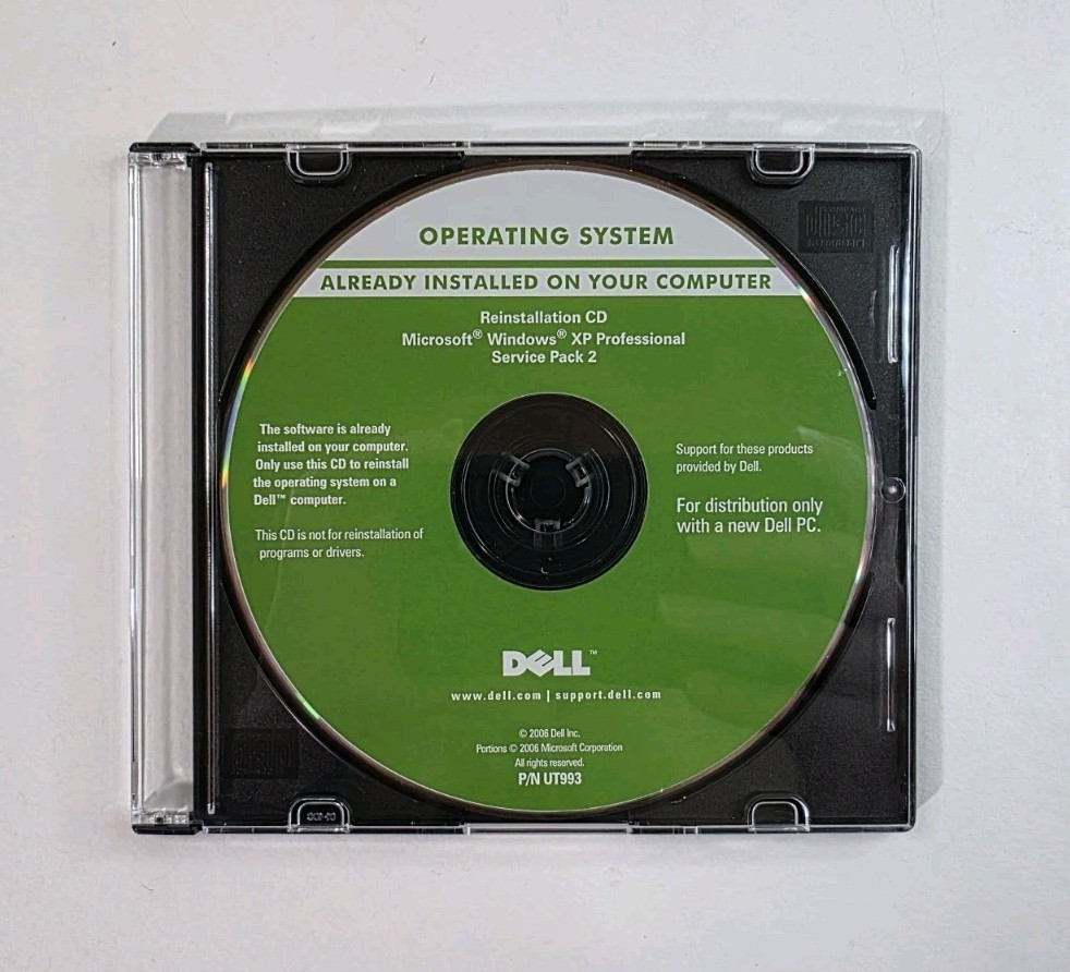 Microsoft Windows XP Professional Service Pack 2 DELL Reinstallation CD Disk