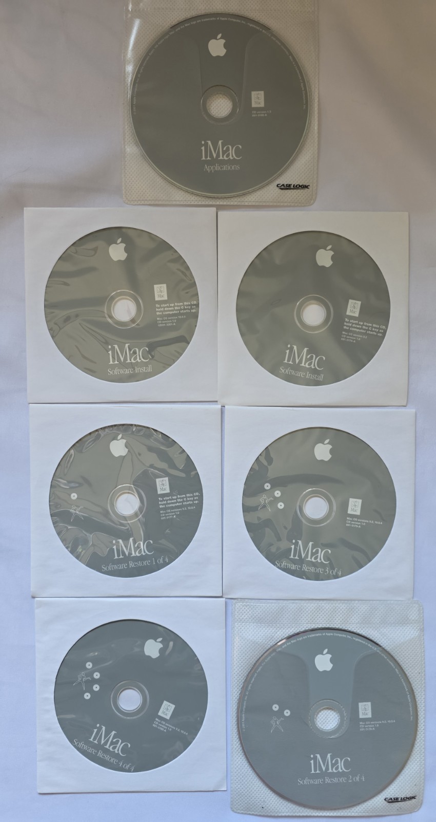 Vintage Apple iMac Software Restore Install Applications 7 Disc Set Mac OS 9/10