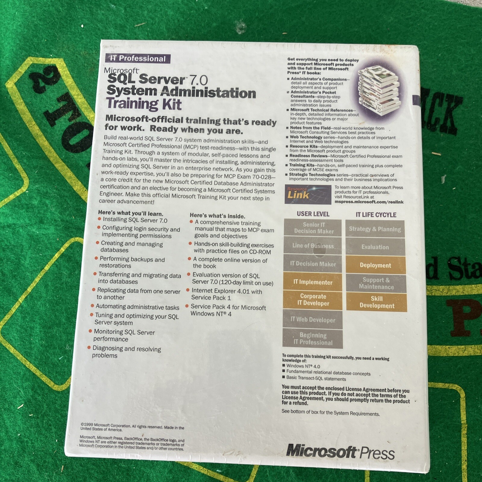 Microsoft SQL SERVER 7.0Enterprise Technologies Training Kit MCSE 70-028 SEALED