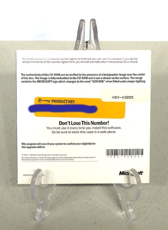 BRAND NEW! SEALED! Microsoft Windows 98 Upgrade CD-ROM with Product Key!