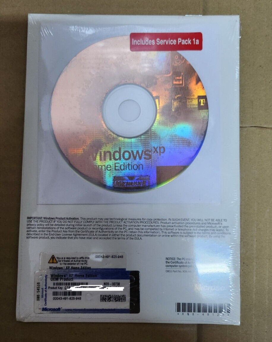 Microsoft Windows XP HOME (OEM) with SP1a – NEW & Sealed!