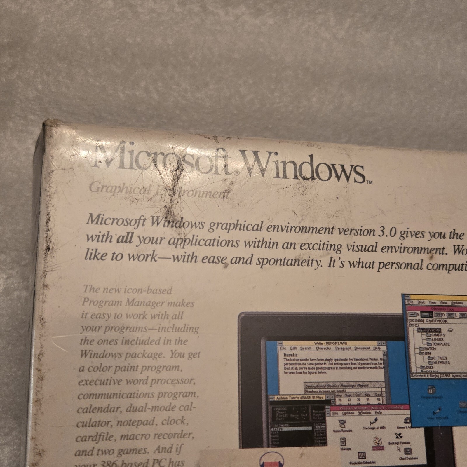 Microsoft Windows 3.0 NEW SEALED VINTAGE 5.25″ Version for DOS Floppy Disk Rare