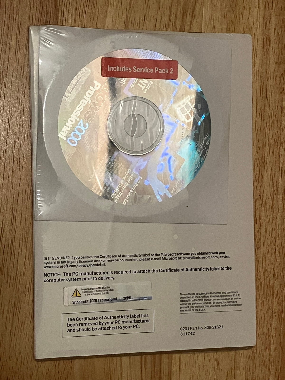 New Sealed Windows 2000 Professional With Service Pack 2 No Key Bundle