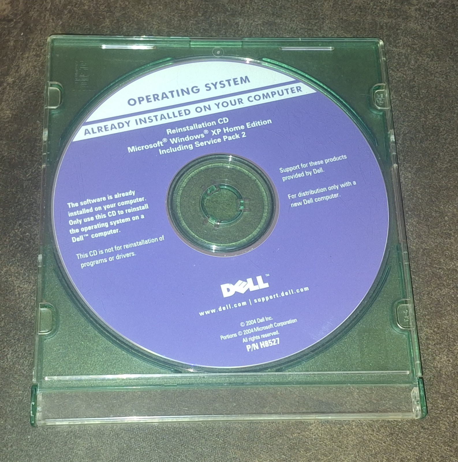 DELL MICROSOFT WINDOWS XP HOME EDITION SERVICE PACK 2 REINSTALL DISC