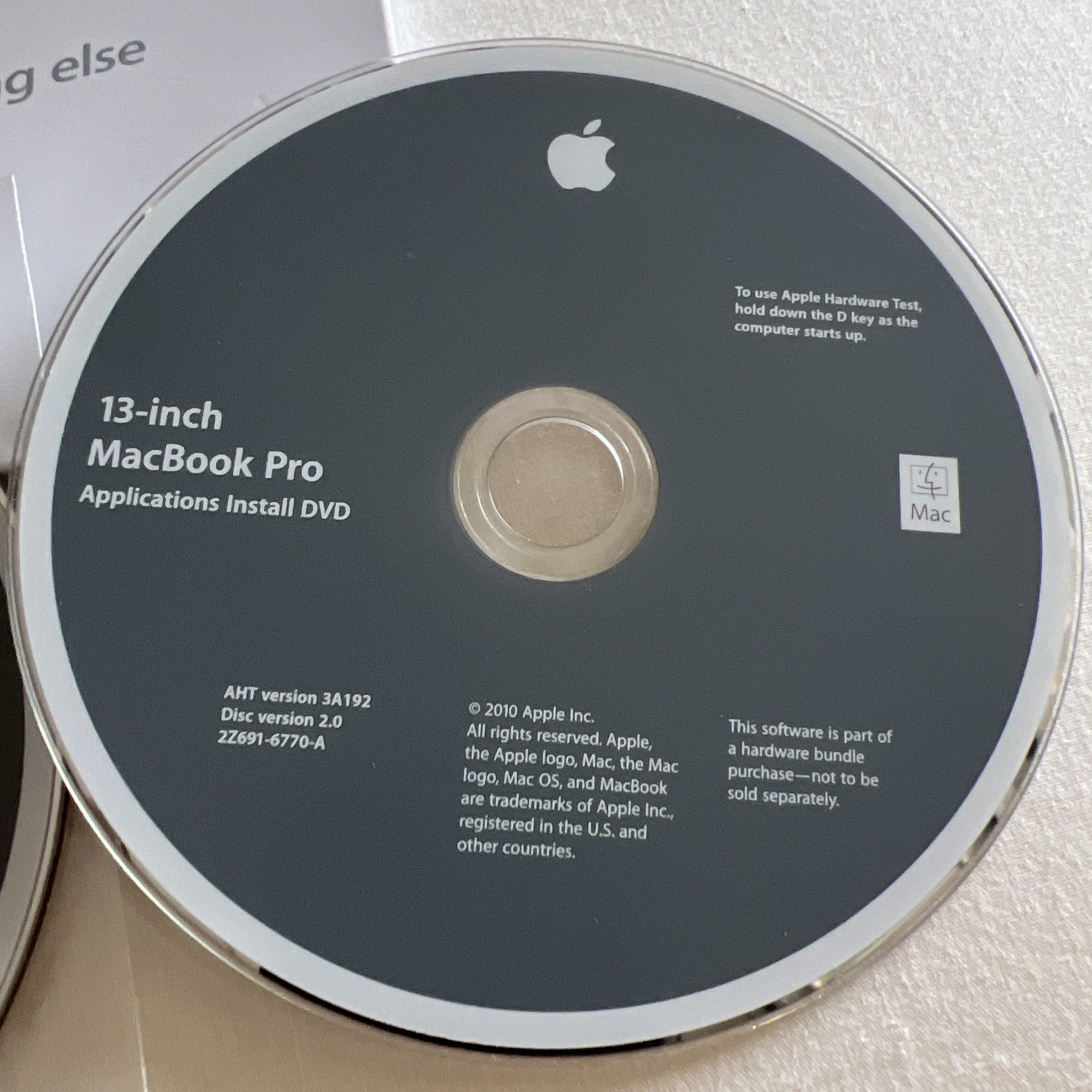 Mac OS X 10.6.3 Install DVD 13″ MacBook Pro 2Z691-6623-A, OS Disc ONLY