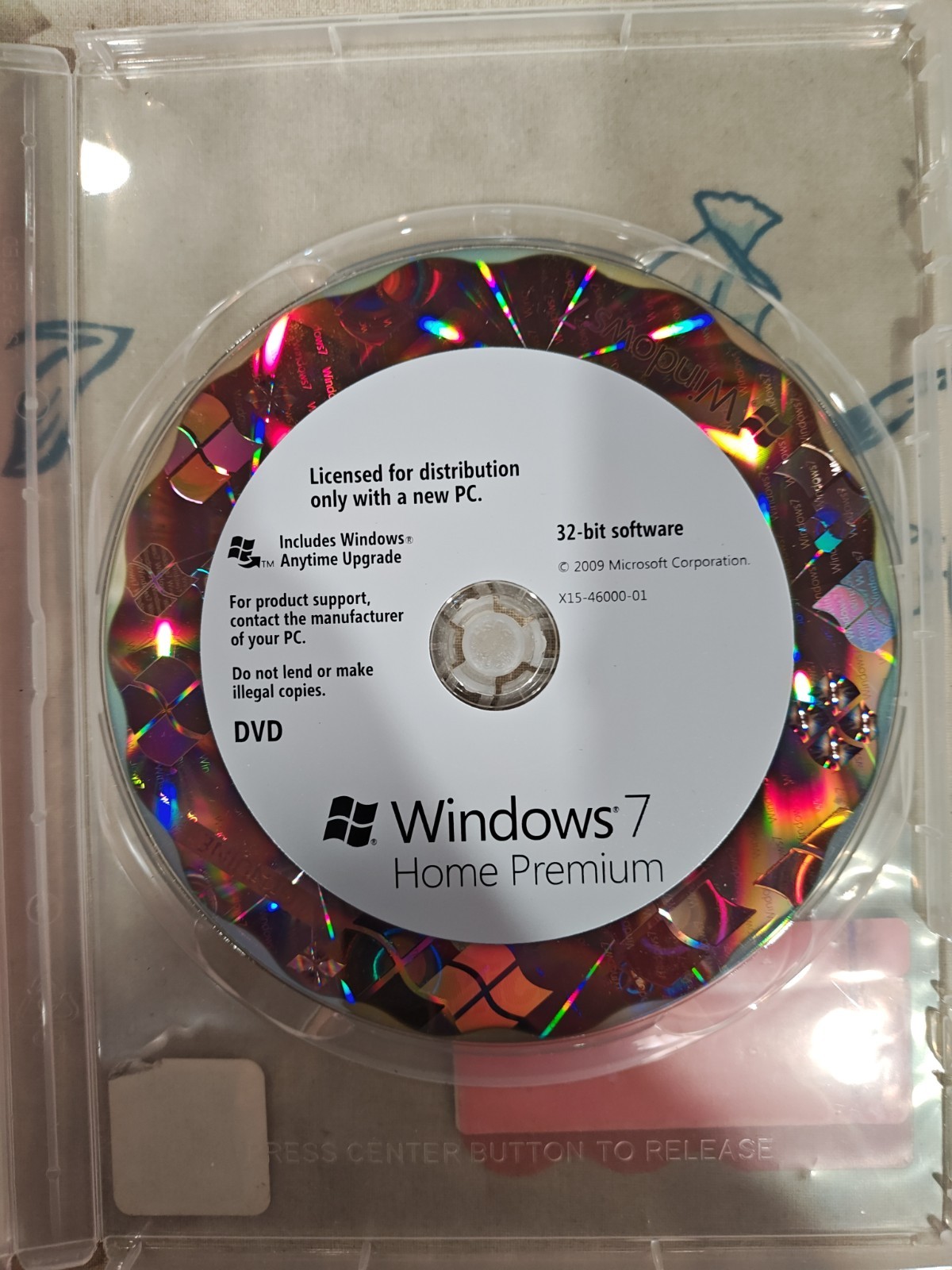 Microsoft Windows 7 Home Premium 32-Bit w/Product Key OEM DVD Used
