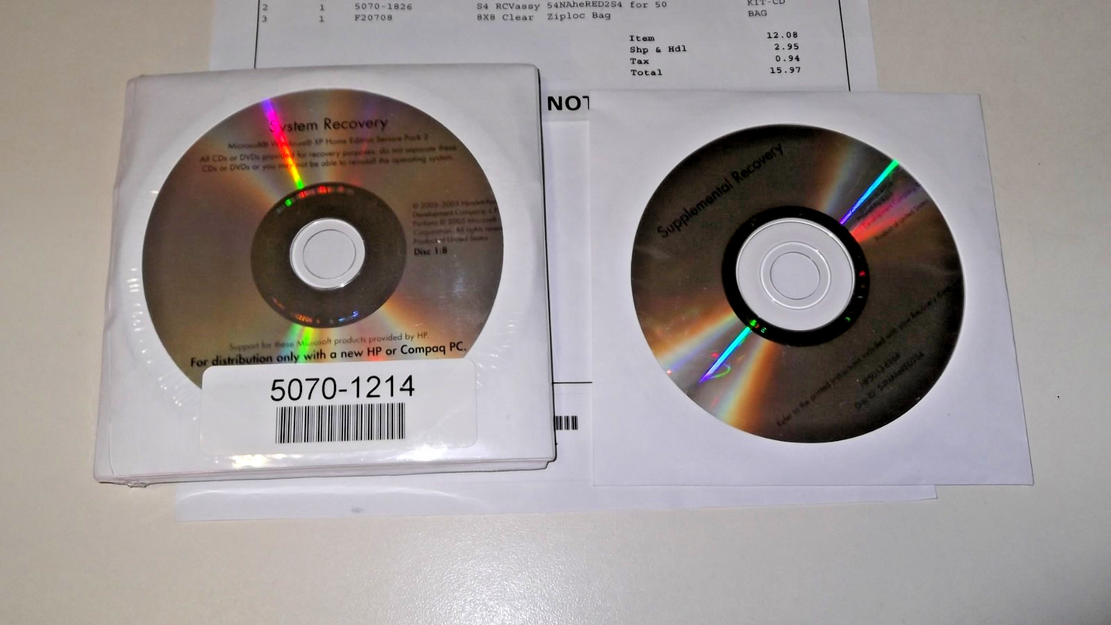 Hewlett Packard Compac Windows XP Service Pack 2 Recovery Disks New With Sticker