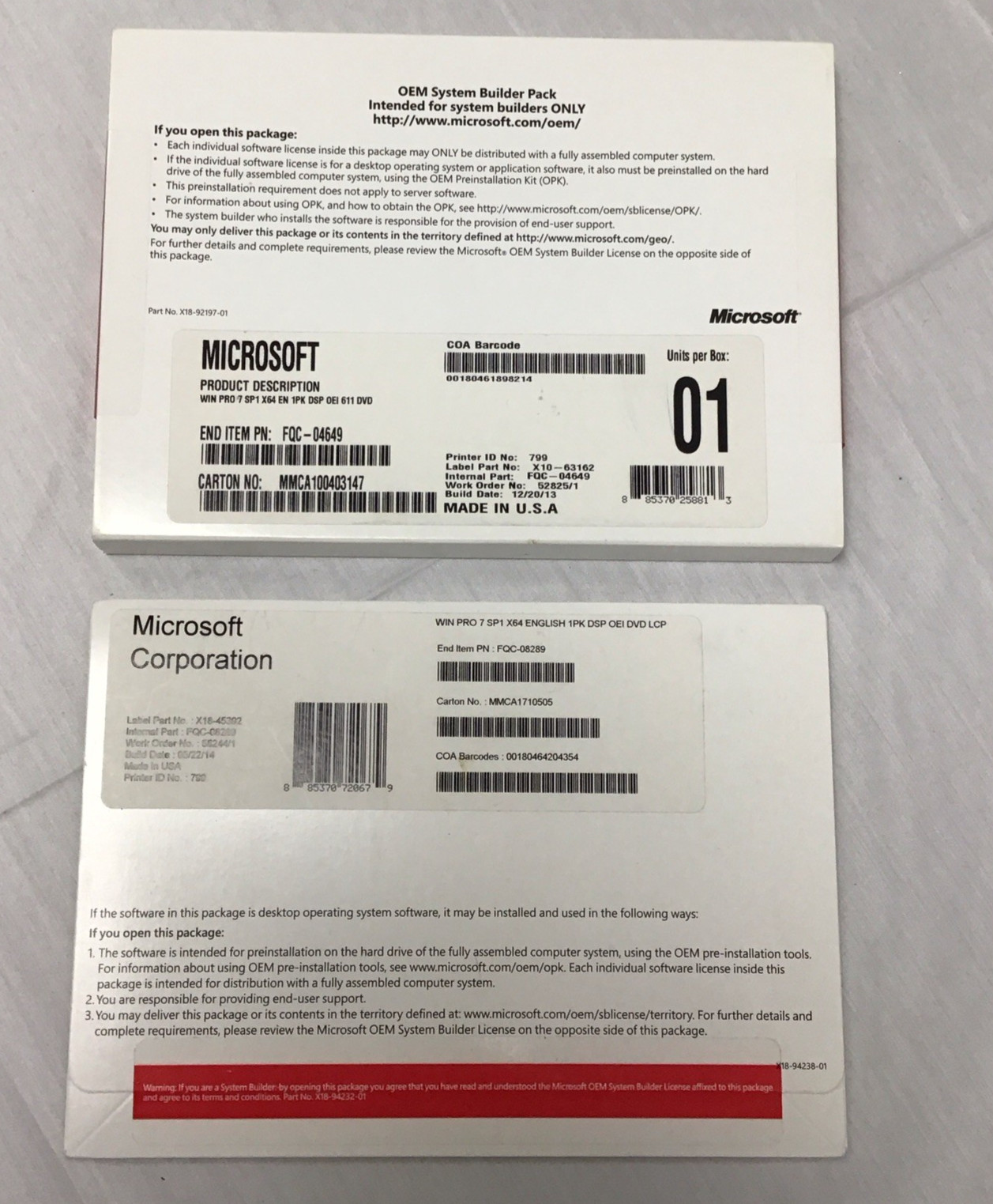 Microsoft WIN Pro 7 SP1 X64 EN DSP OEI 611 DVD w/SP1 (x64) English