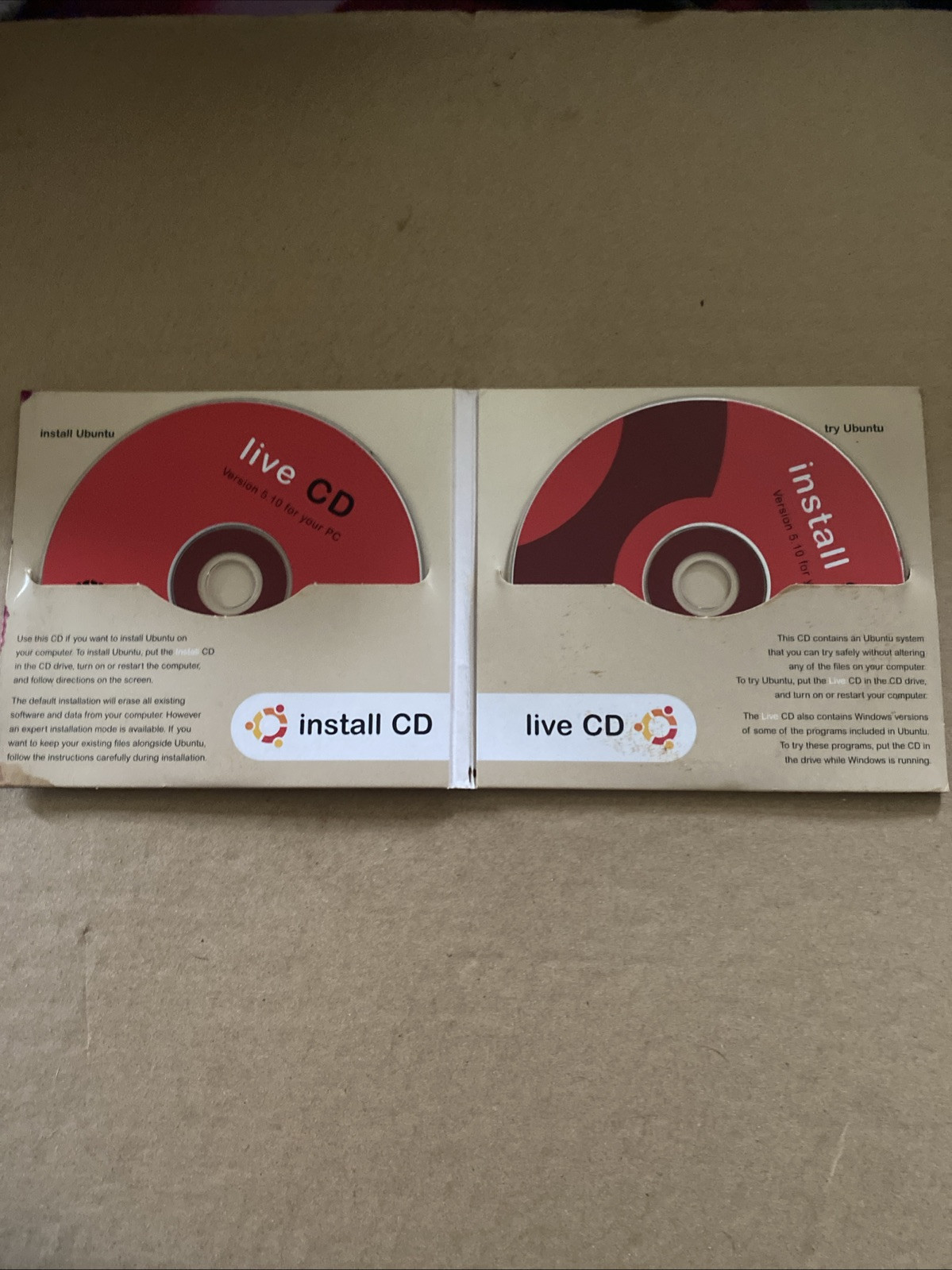 Rare Ubuntu Linux 5.10 PC Edition Vintage Linux for Human Beings