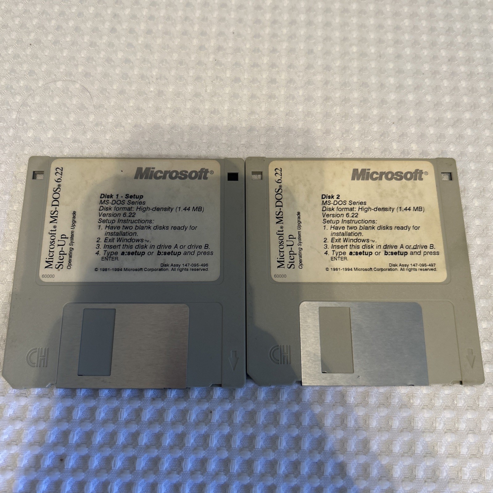 Microsoft MS DOS Version 6.22 Discs 1 & 2 (1.44MB) 1981-1994
