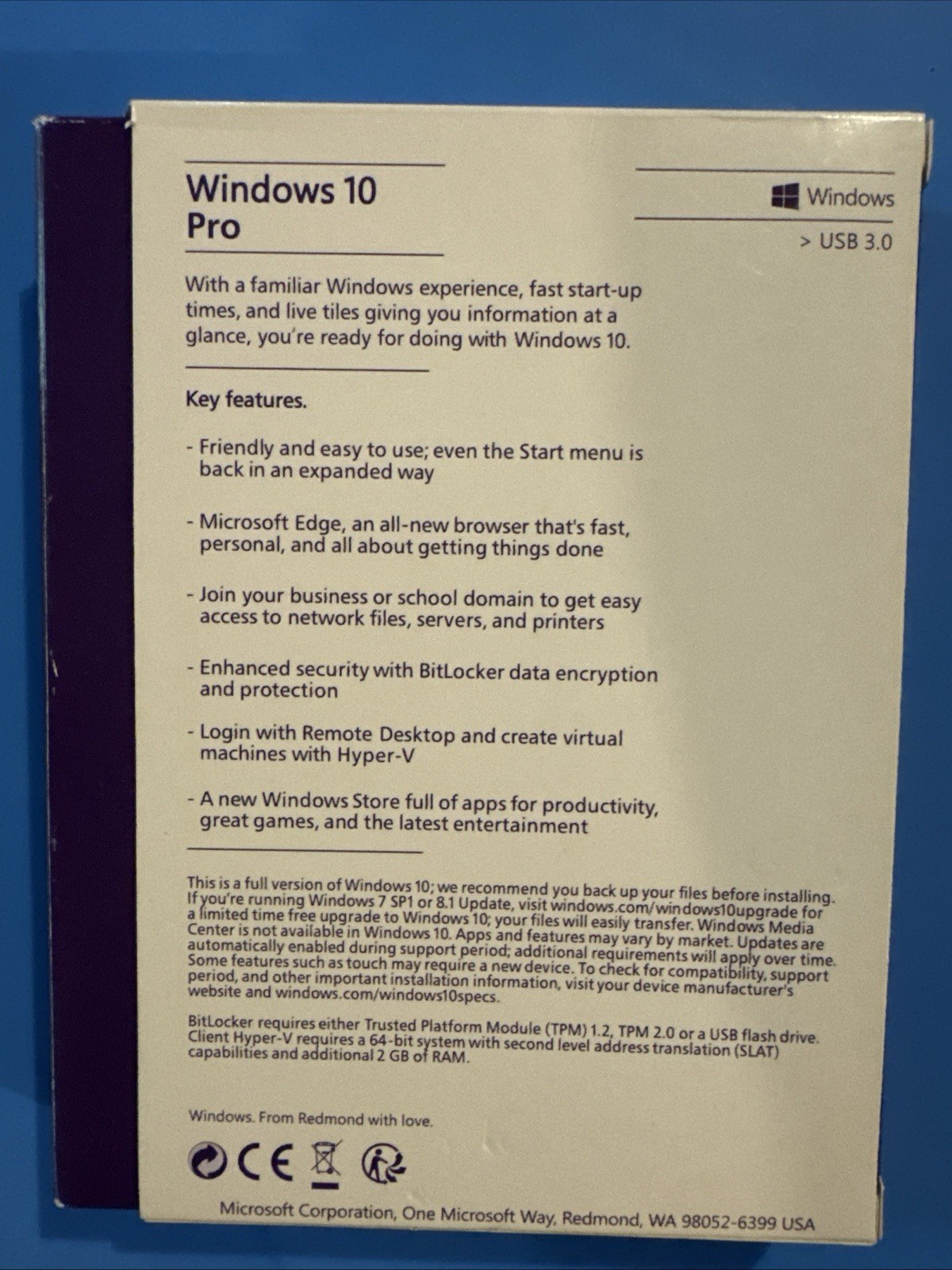 Microsoft Windows 10 Pro Operating System Software for PC USB Format Preowned VG