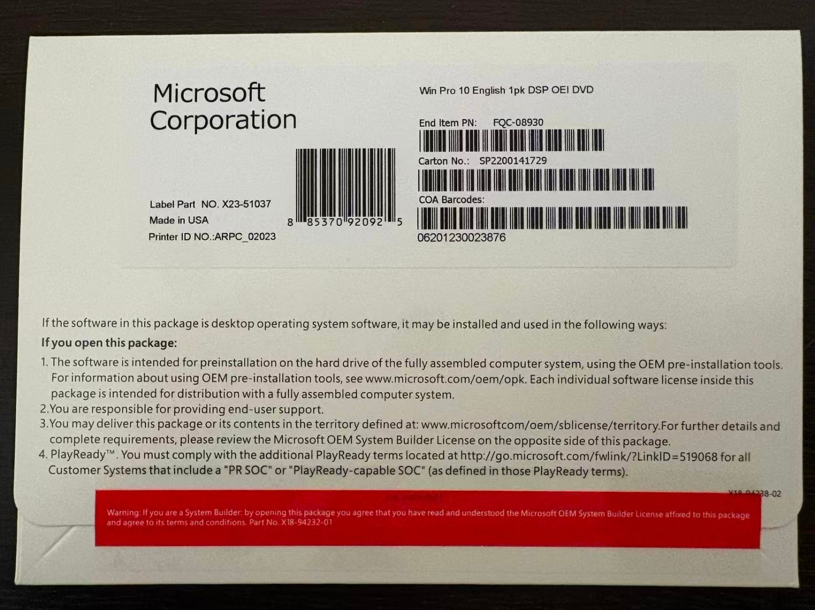 Windows 10 Pro 64-BitDVD+Gengine Pproduct Key. Factory Ssaled.Freeshipping.