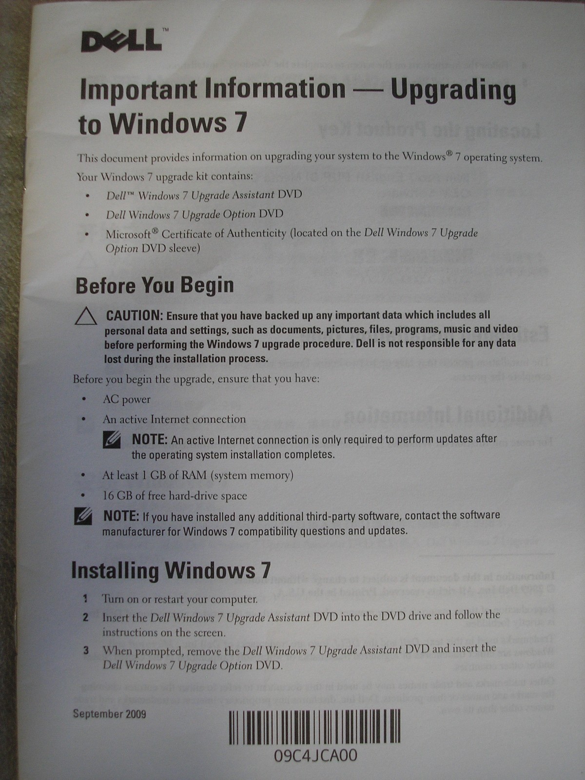 Dell Microsoft Windows Vista Bus to Win 7 Pro 64-Bit Upgrade DVD w/COA/Code=NEW=