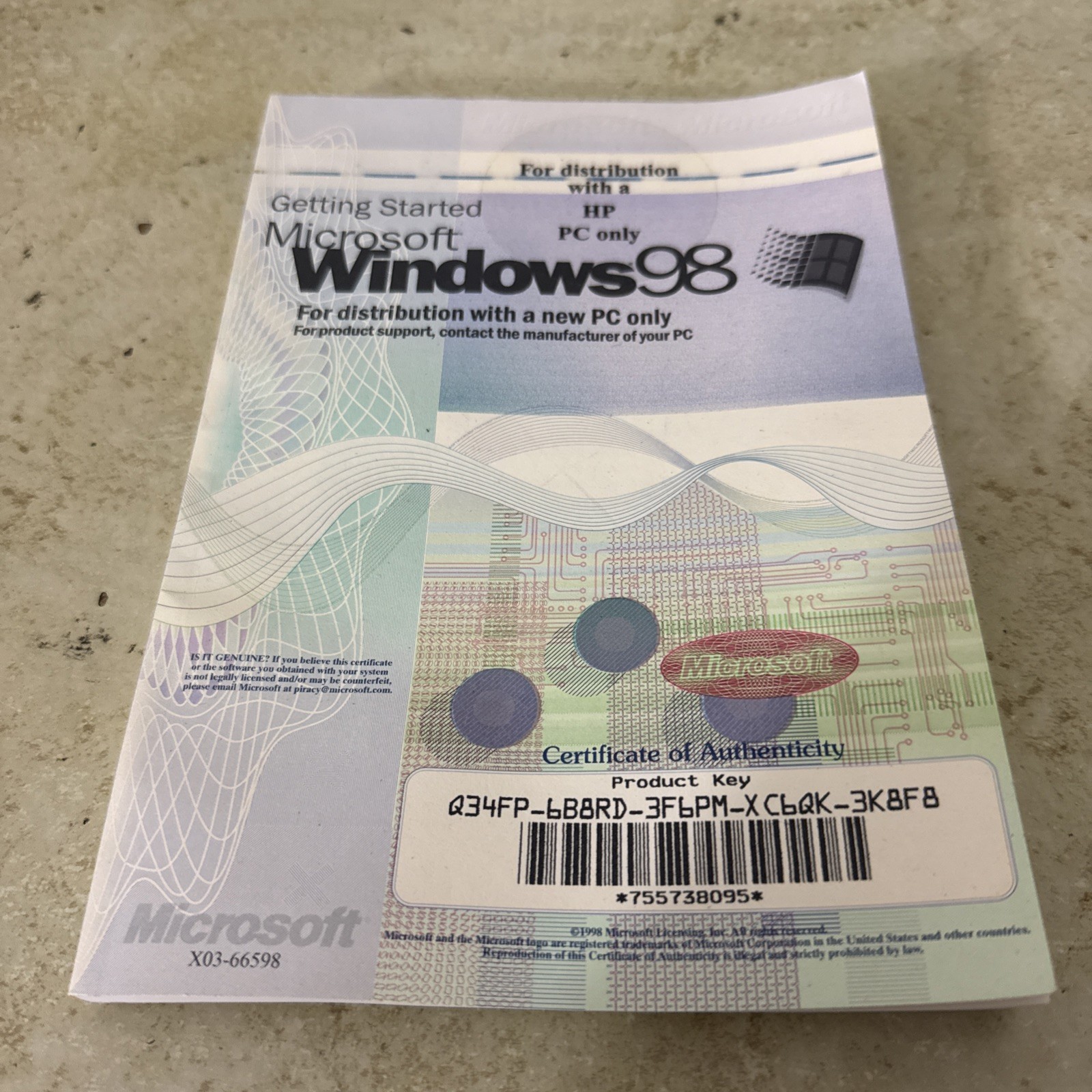 Microsoft Windows 98 Getting Started Manual No CD Vintage