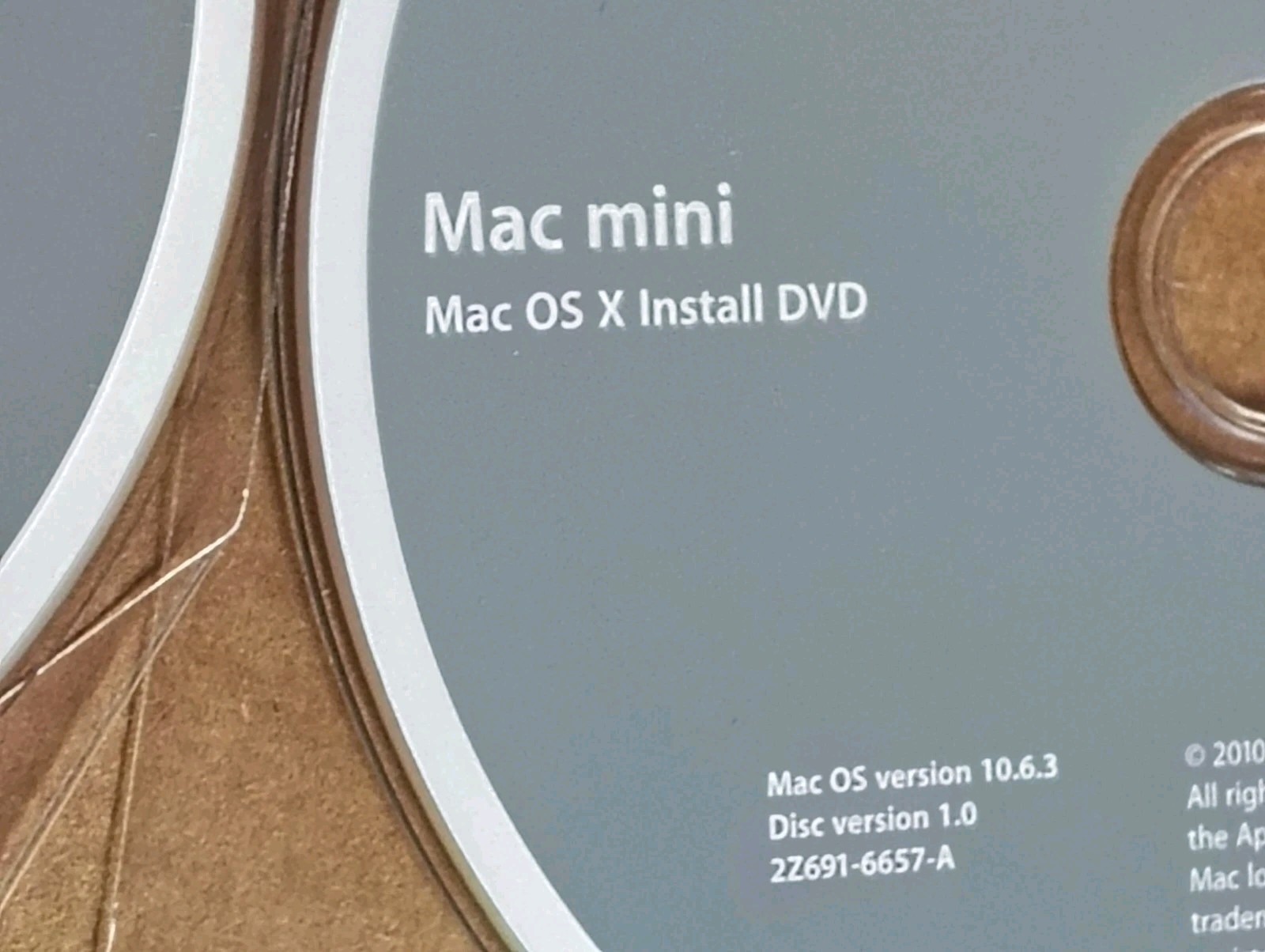 Mac Mini OS X Install & Applications DVDs, 2010 2Z691-6657-A, 2Z691-6658-A