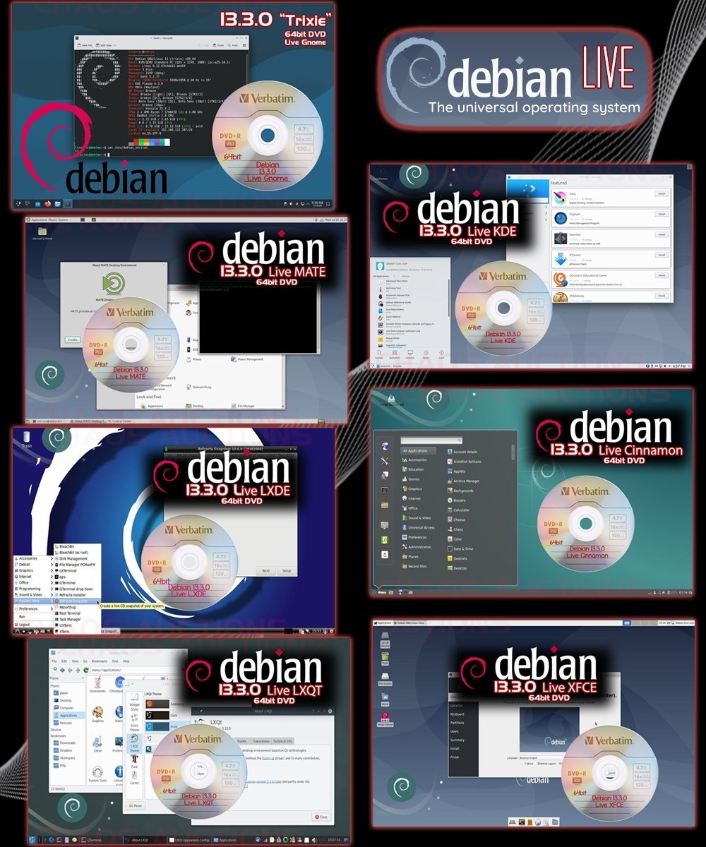 Debian 10.10.0 Buster Linux LIVE DVD Editions