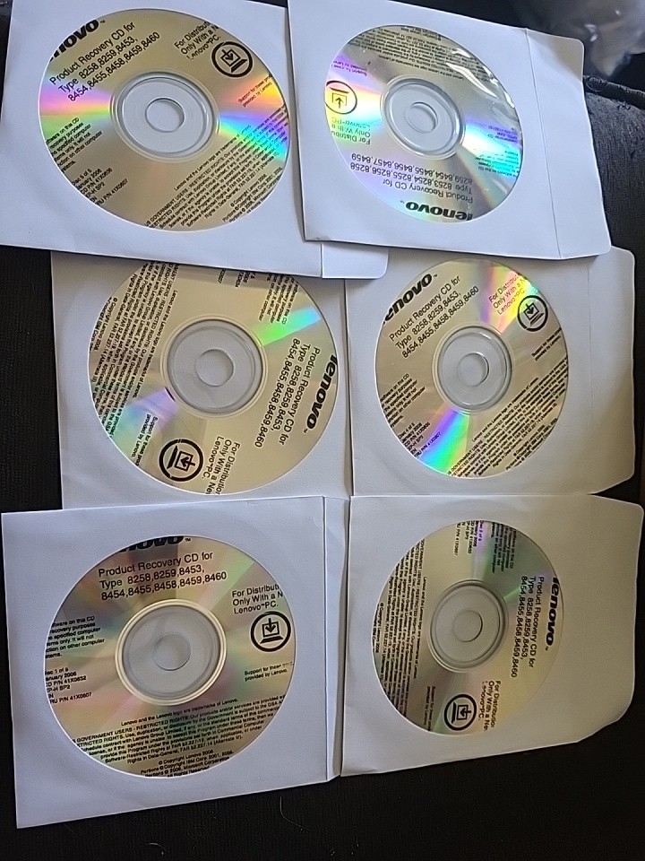 1 Lenovo Product Recovery CDs for Type 8258 8259 8453 8454 8455 8458 8459 8460