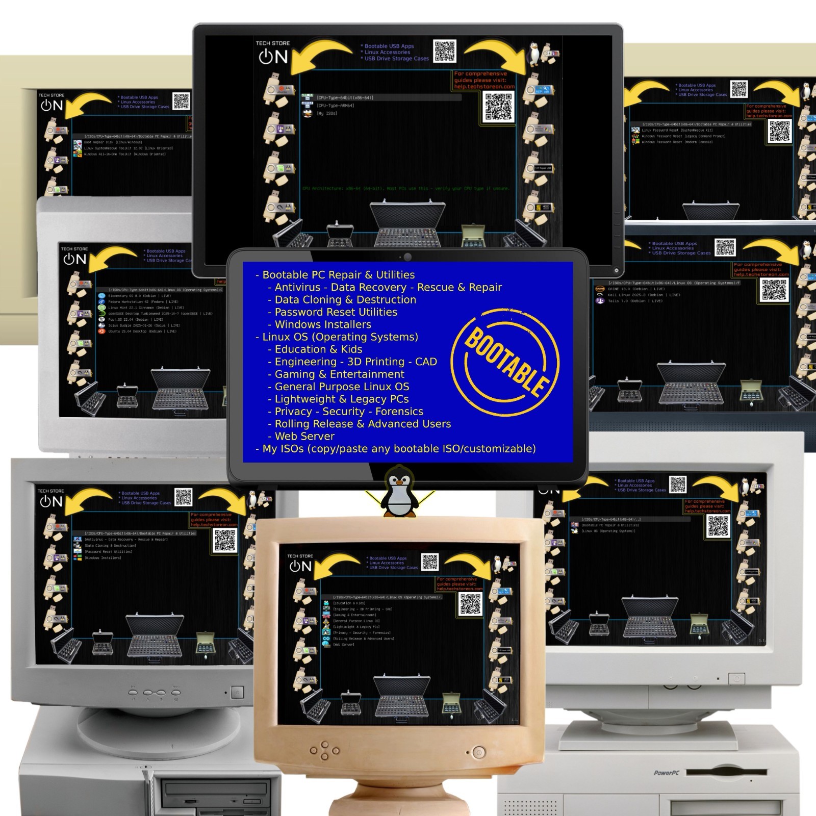 Ultimate Bootable USB Multi-Boot Linux & Windows Repair Toolkit – 128GB – USB3.0
