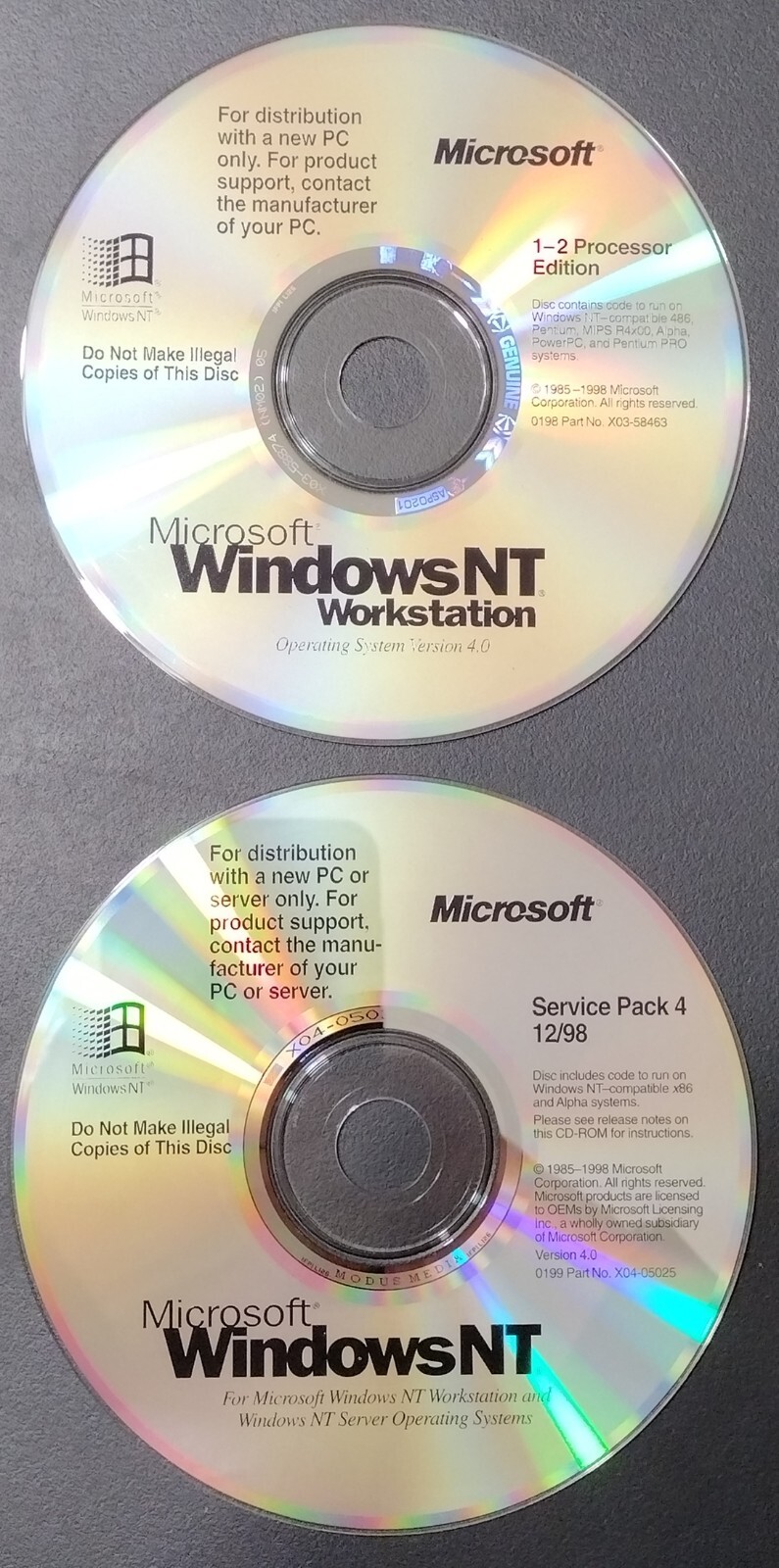 Vintage Microsoft WindowsNT Workstation 4.0 Dell PC with Service Pack 4 With Key