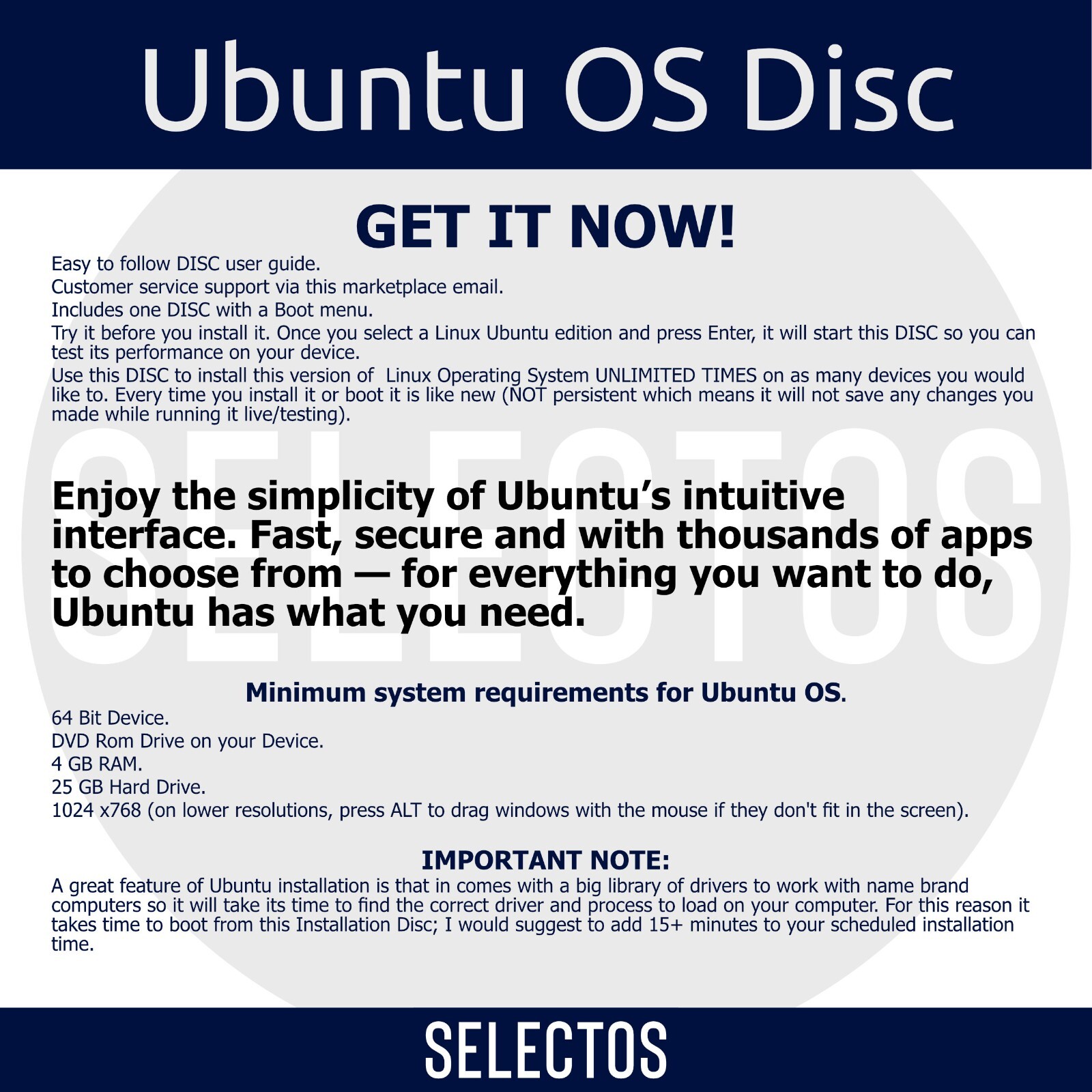 Ubuntu 22.10 Kinetic Kudo CD Bootable DISC Linux OS x86 64bit NEW & Adv. Users