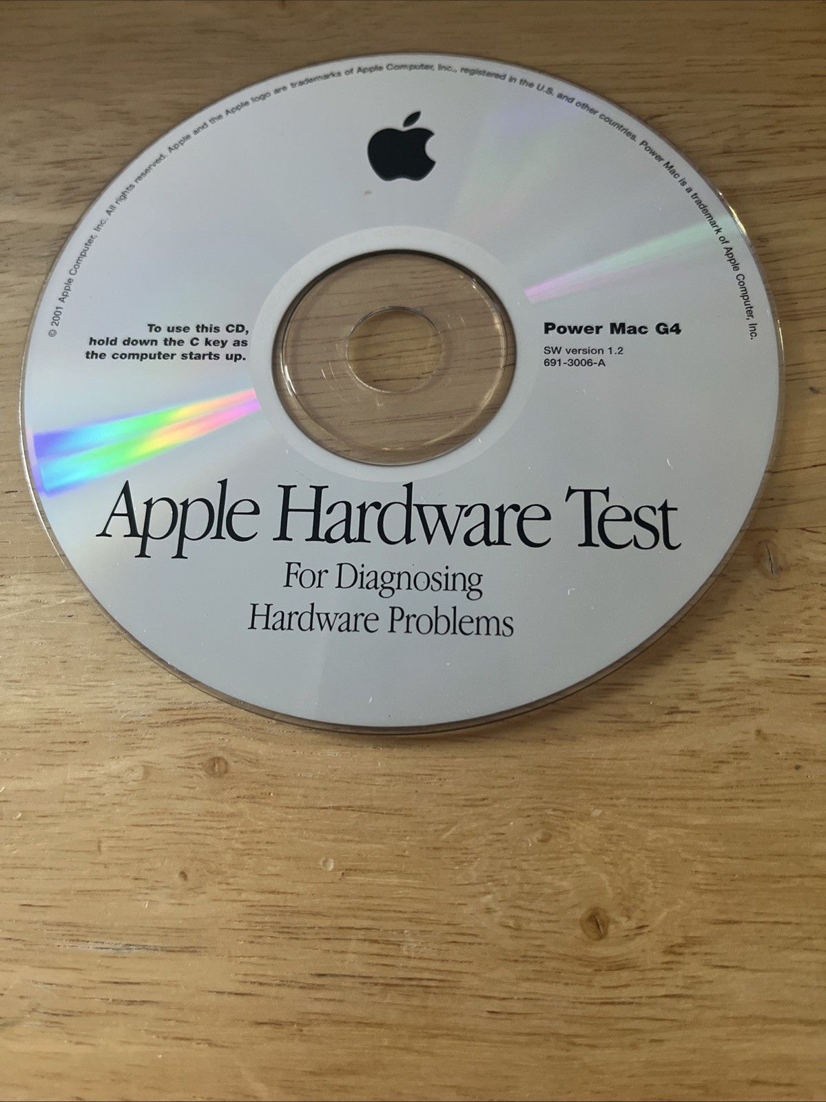 Apple Hardware Test – Power Mac G4 – SW Version 1.2 – 691-3006-A – CD ONLY