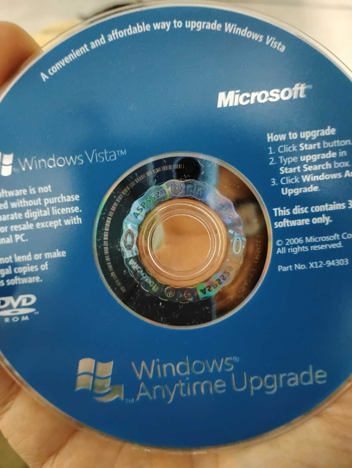 Microsoft Windows Vista Home Premium Upgrade 32-Bit DVD Key COA Academic
