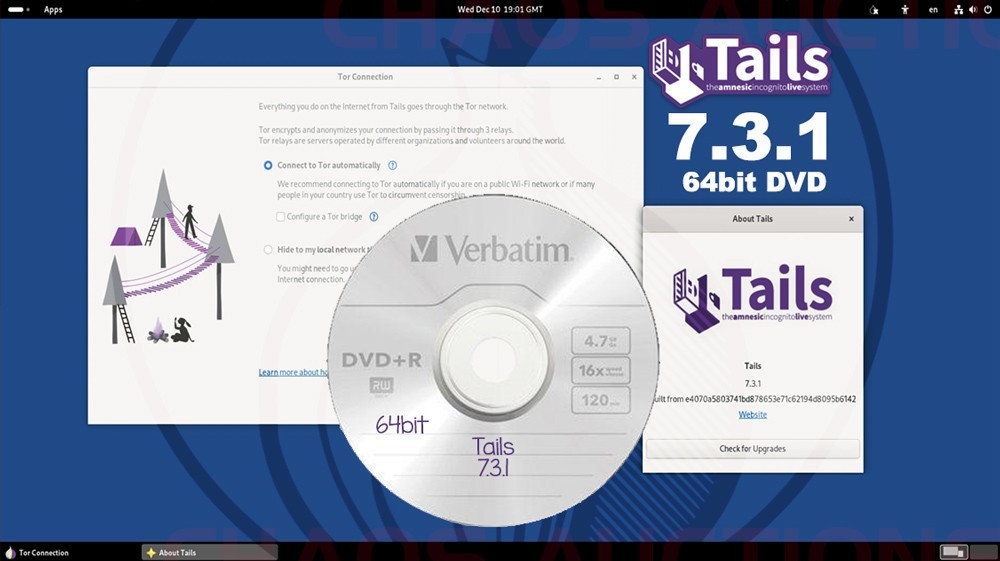 TAILS 4.19 Anonymous Browsing OS LINUX LIVE Bootable 64bit DVD