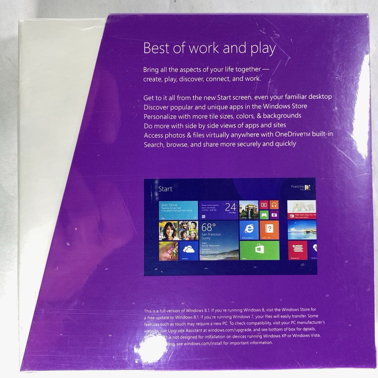 New! Sealed Microsoft Windows 8.1 Full Version 32 Bit/64 Bit SKU WN7-00578
