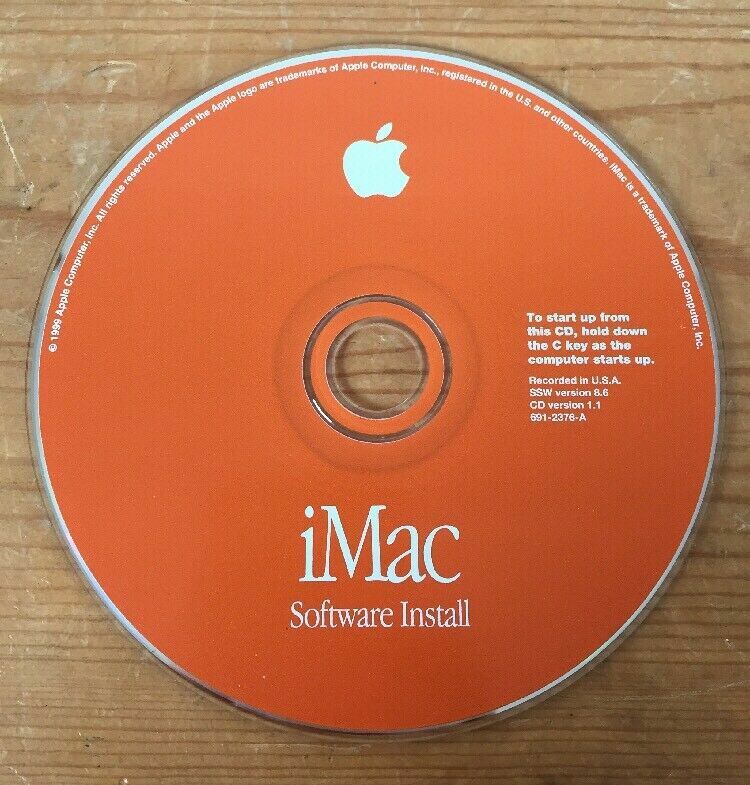 1999 Mac Macintosh iMac System Software Installation v1.1 OS 8.6 CD-ROM Disc