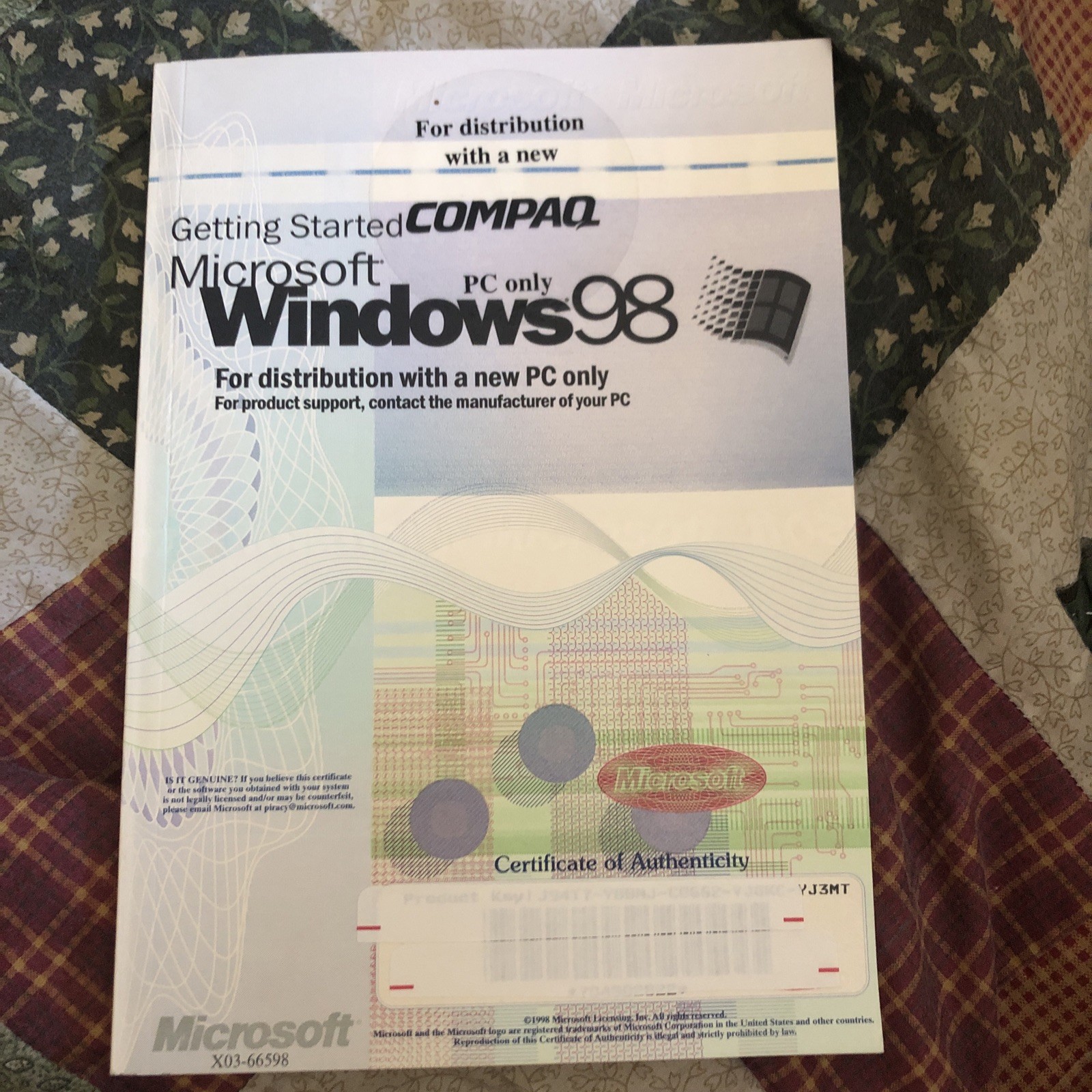 Microsoft Windows 98 Manual only for Compaq PC