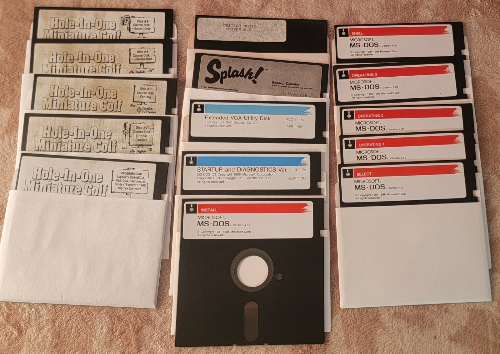 Microsoft MS-DOS 4.01 Floppy Disks Operating System Lot 5.25″ Golf Games Misc.
