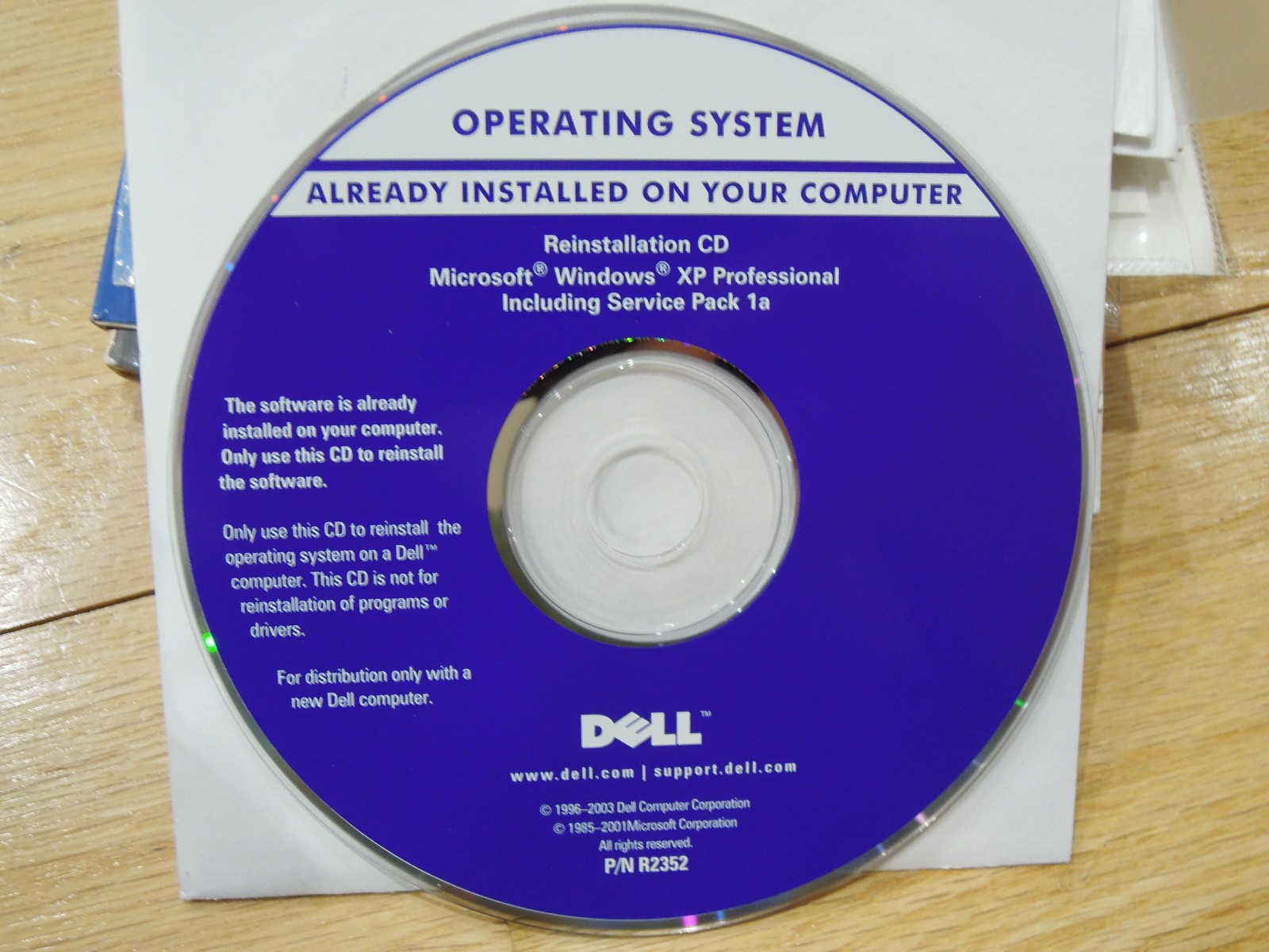 Dell Reinstallation CD Microsoft Windows XP Professional Service Pack 1A SP1a