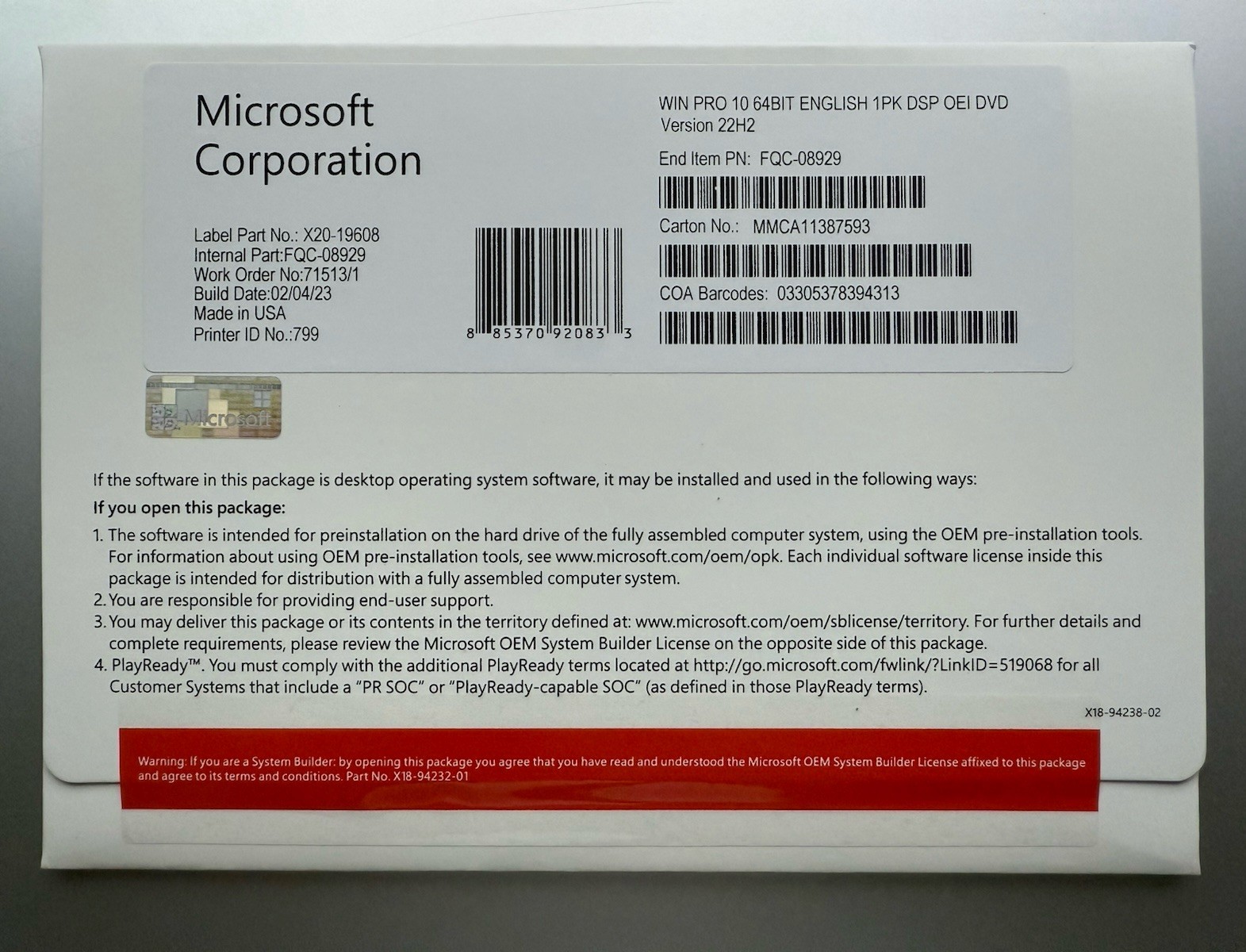 Windows 10 Pro 64 bit DVD with Product Key Free Shipping