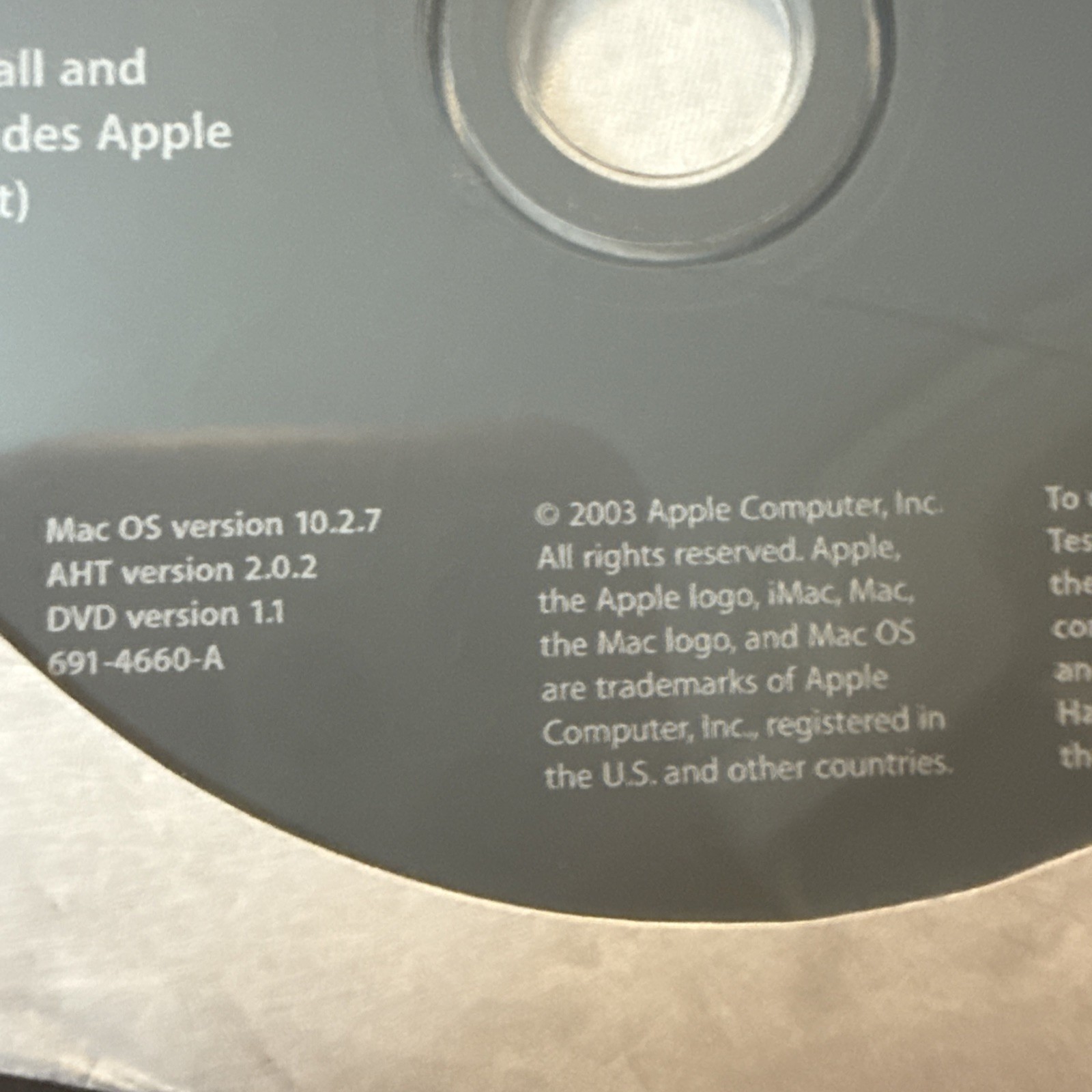 2003 iMac Software Install And Repair Disc New In Sleeve Mac iOS 10.2.7 691-4660