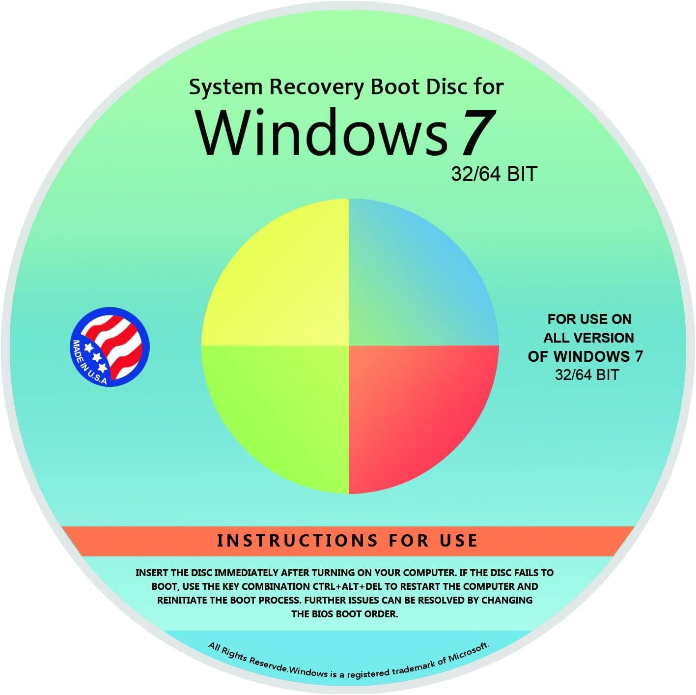 DVD for Windows 7 All Versions 32/64 Bit. Recover Restore Repair Boot Disc