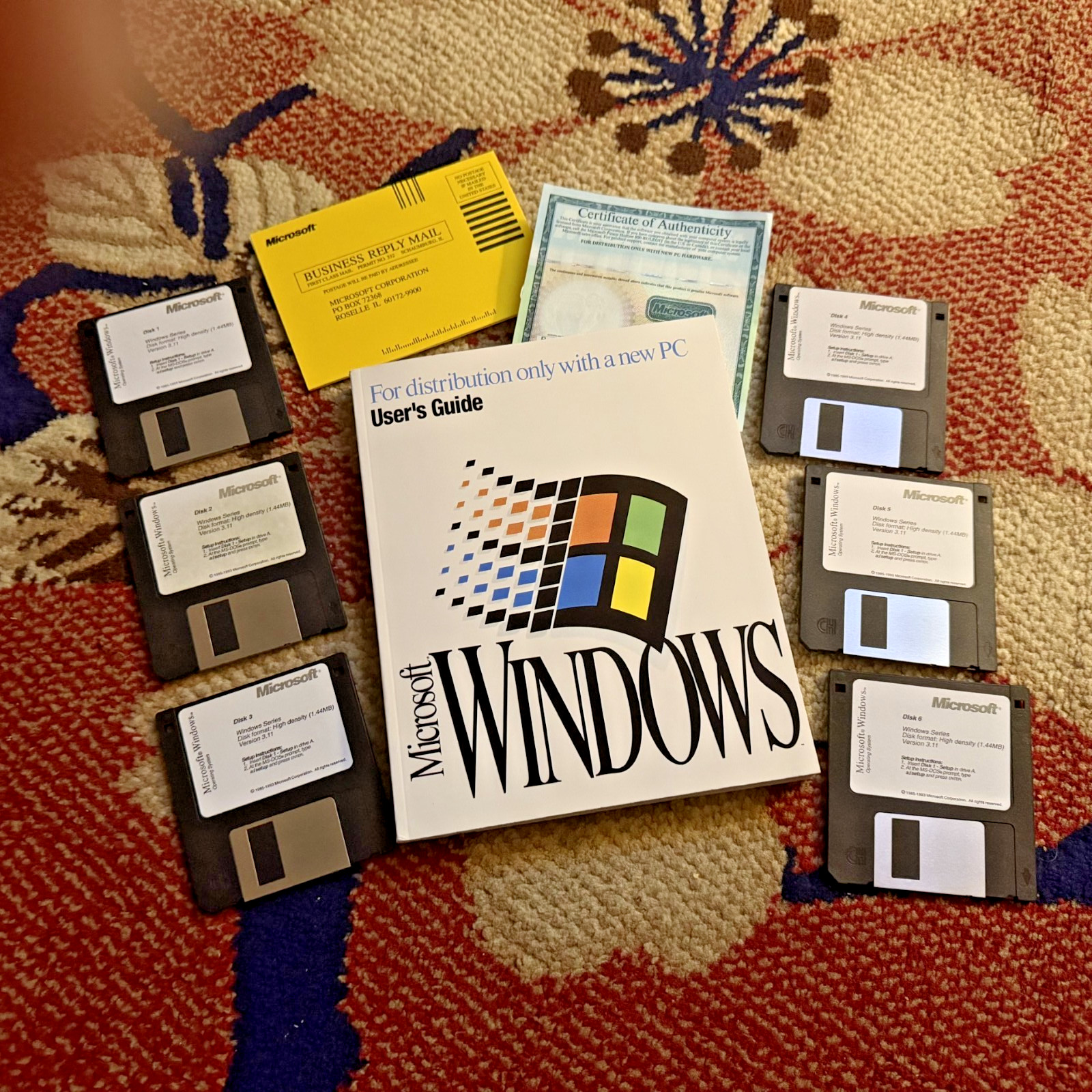 📦 Microsoft Windows 3.1 Operation System Manual w/3.5 Floppy Discs (Rare!)