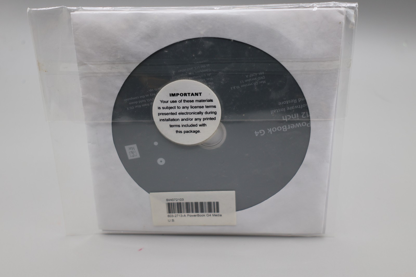 Power Mac G4 software install and restore DVD discs/version 10.2.3/691-1287-A