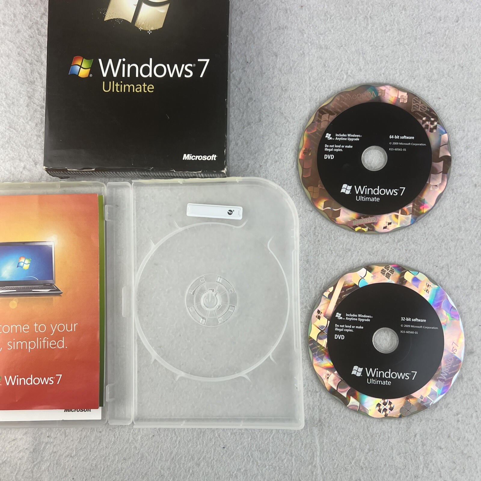 Microsoft Windows 7 Ultimate 32 & 64 Bit DVDs Genuine MS WIN Full Retail Box Key