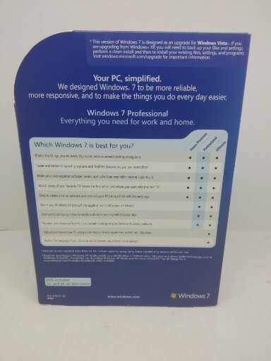 Microsoft Windows 7 Professional Upgrade 32 Bit and 64 Bit DVD MS WIN PRO RETAIL