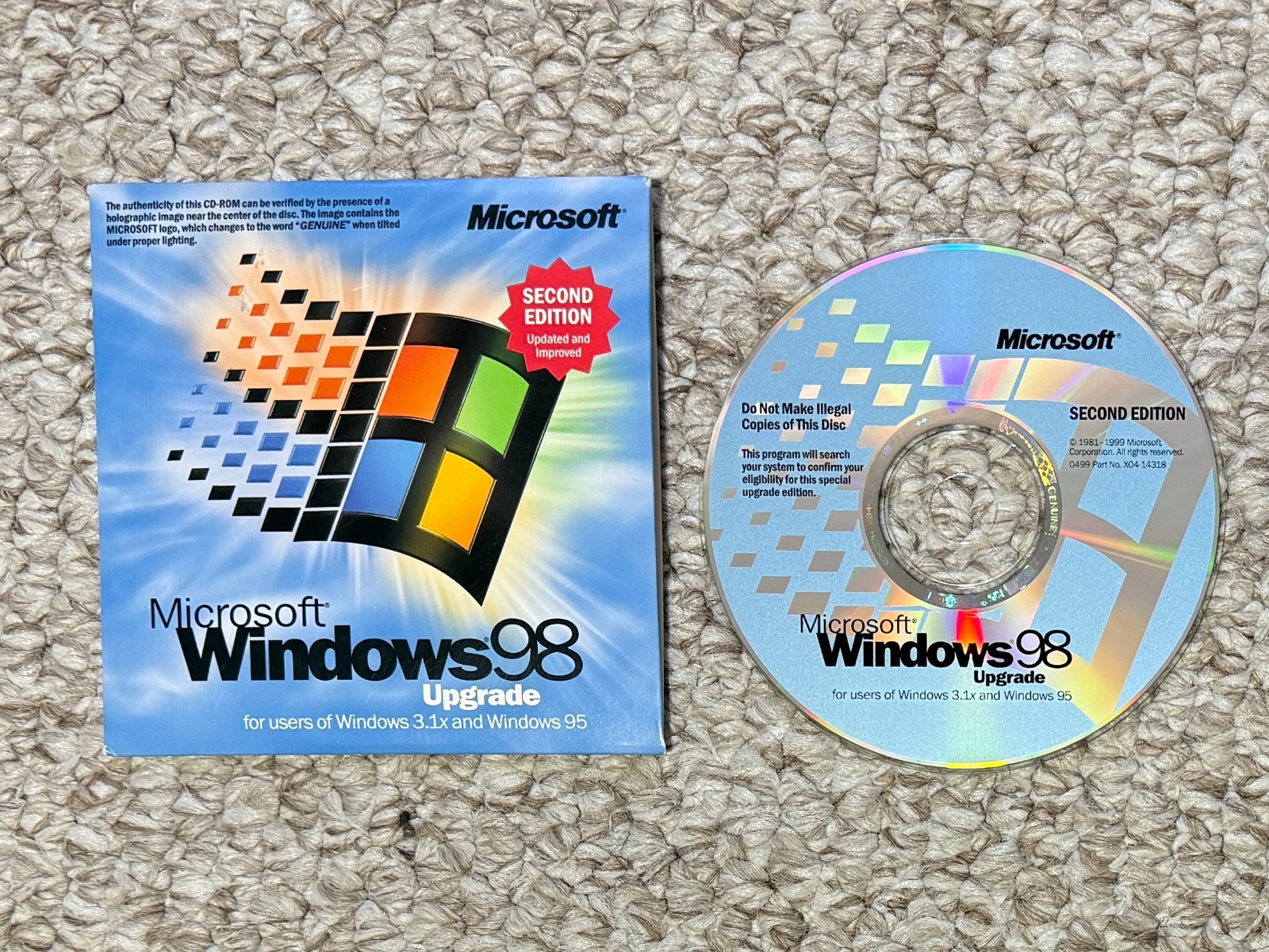 Microsoft Windows 98 Second Edition Upgrade CD X04-14377 Win 98 SE