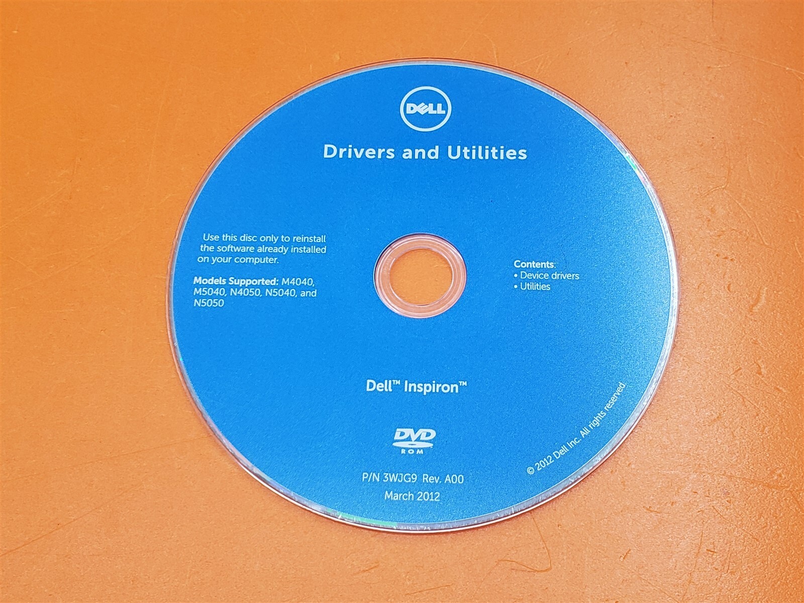 ⭐️⭐️⭐️⭐️⭐️ Dell Drivers and Utilities P/N 3WJG9 Rev. A00 March 2012