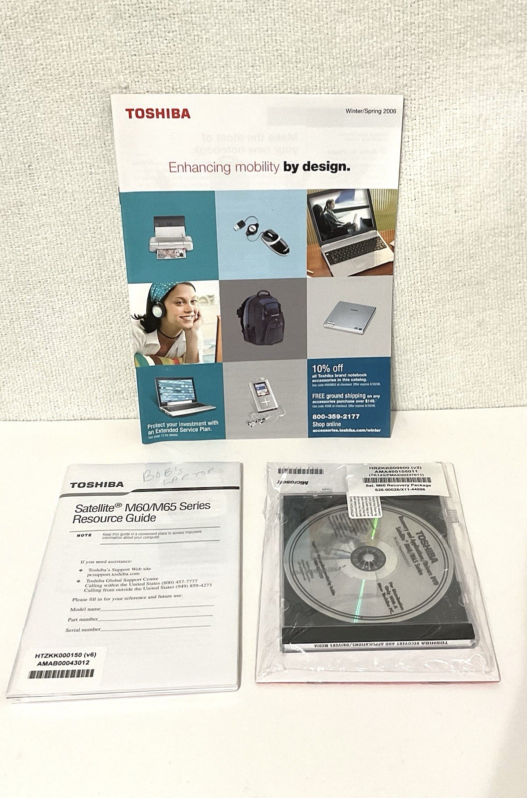 Toshiba Satellite M60/M65 Series Resource Guide + Recovery & Applications DVD