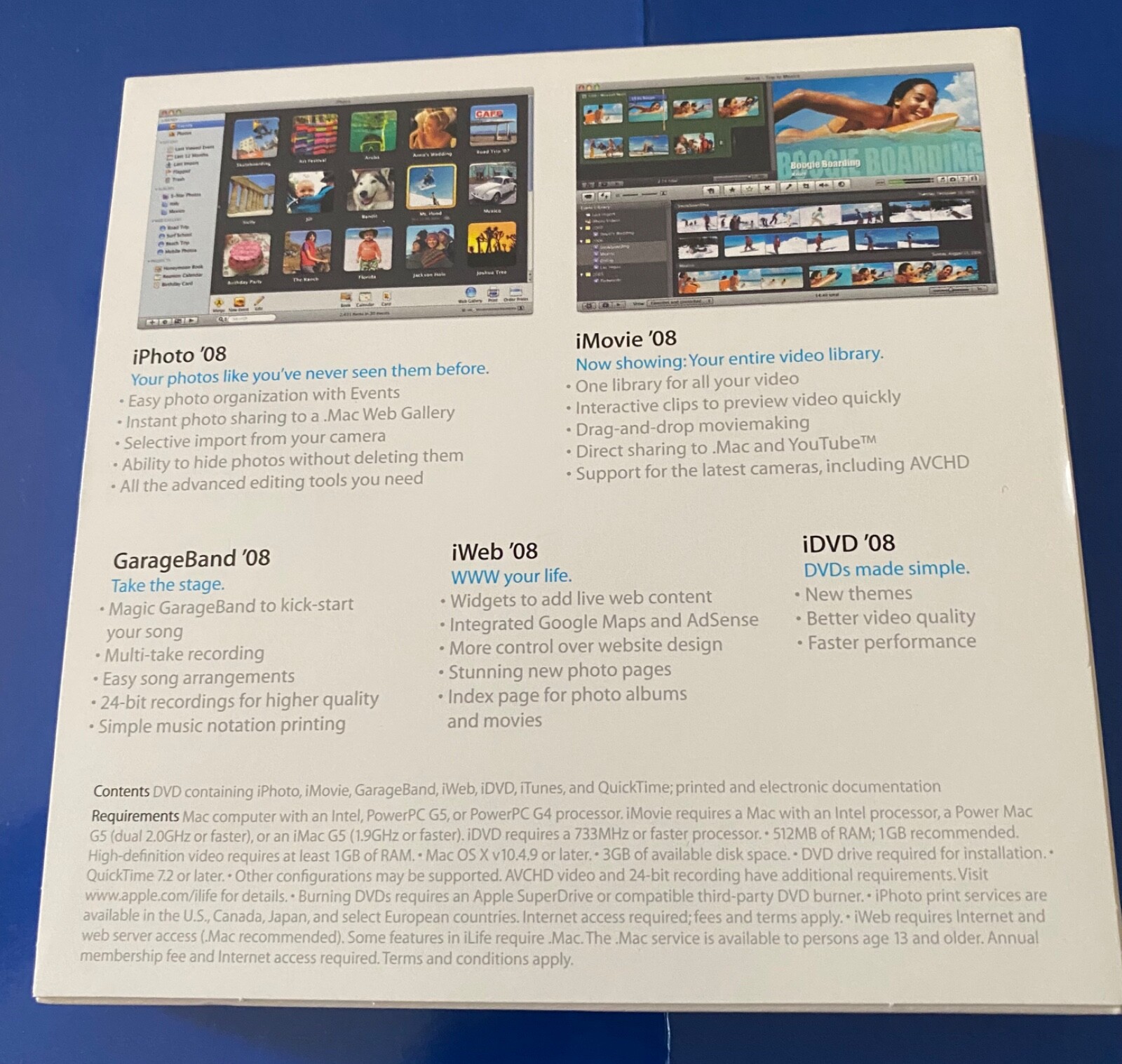 Apple iLife 08 DVD Software with Manuel Orig Box & iWork 08 Trial CD MB015Z/A