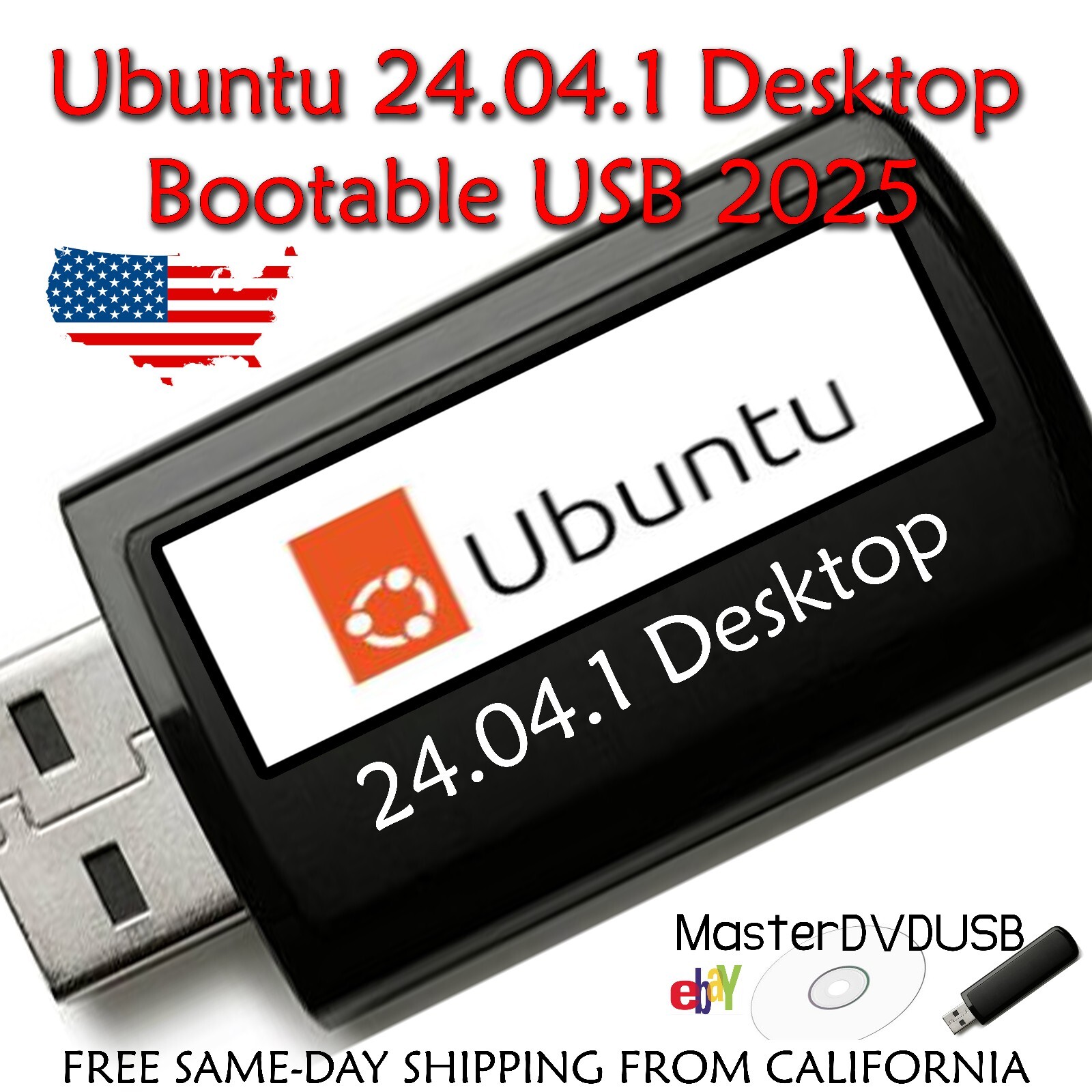 Ubuntu Linux 24.04.1 LTS 2025 – Bootable USB Flash Drive – 64-bit Secure OS