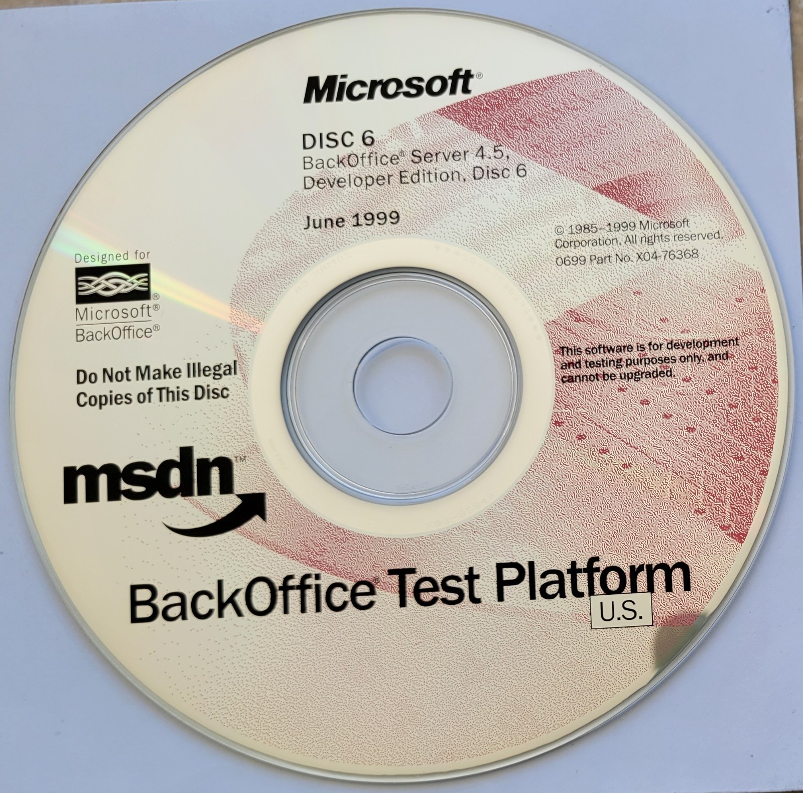 Vintage – Microsoft BackOffice Server 4.5 Developer Edition, 7 CDs, 1999