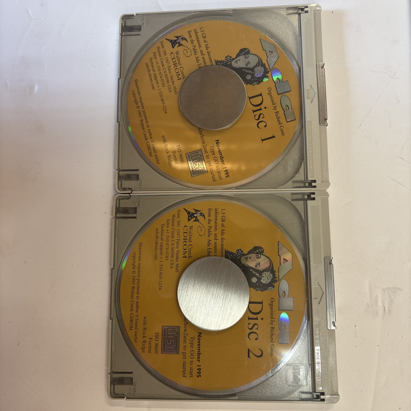 VTG WALNUT CREEK CDROM. LEARN ADA DISK 1&2 WITH 2 CD CADDY’S MACHINTOSH CONNELLY