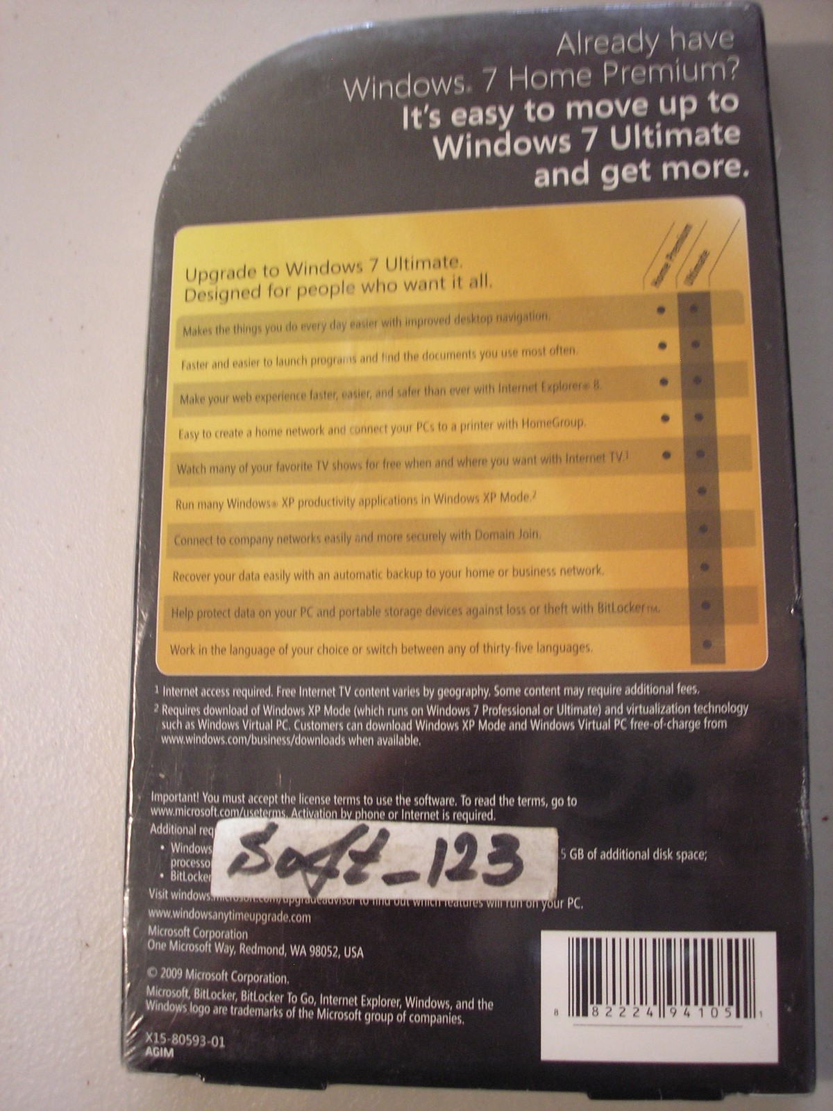 Microsoft Windows 7 Ultimate Anytime Upgrade from Home Premium = SEALED BOX=