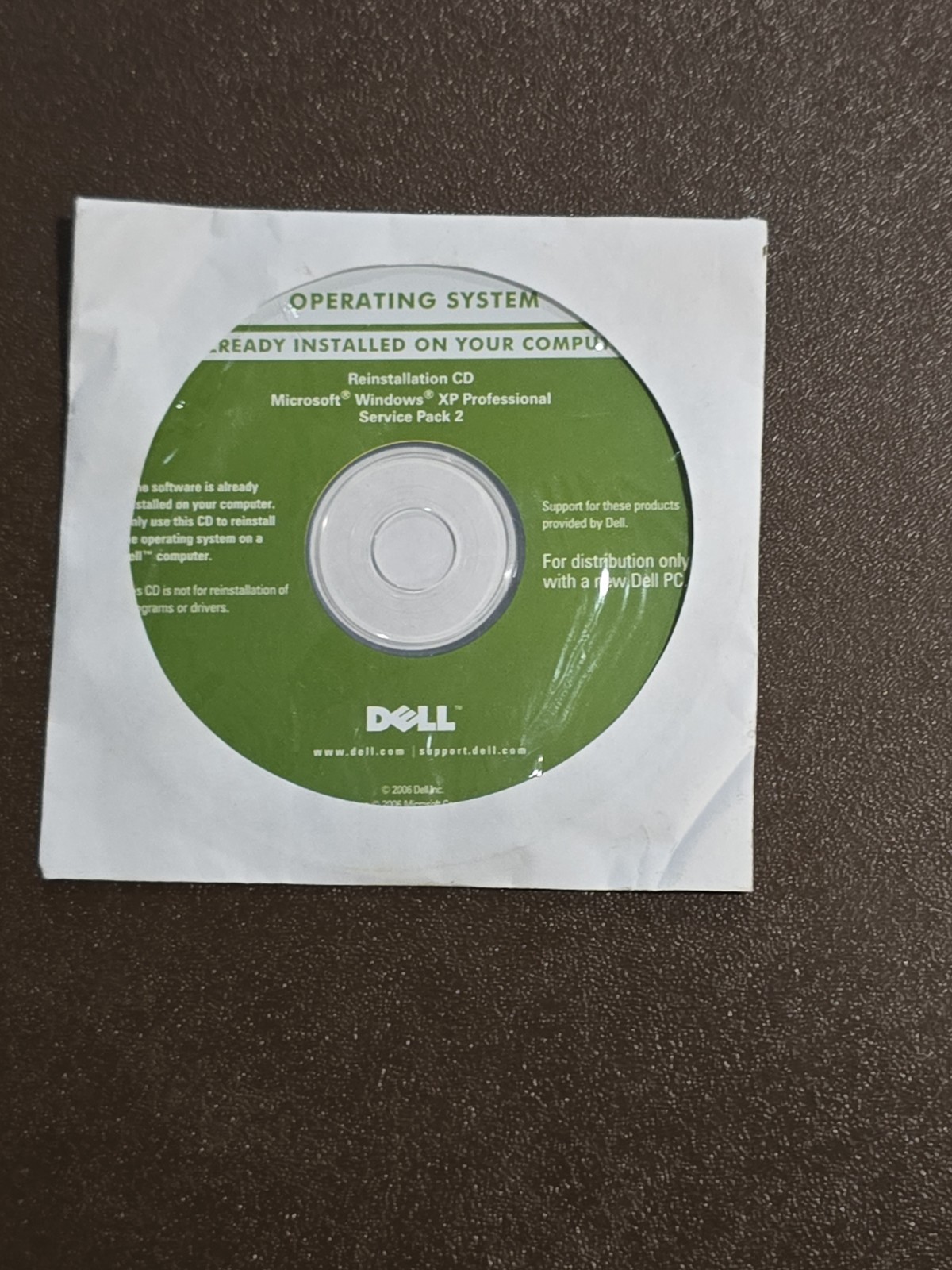 ~ New Dell Windows XP Pro SP2 Operating System Reinstallation CD 0RX073 (No Key)